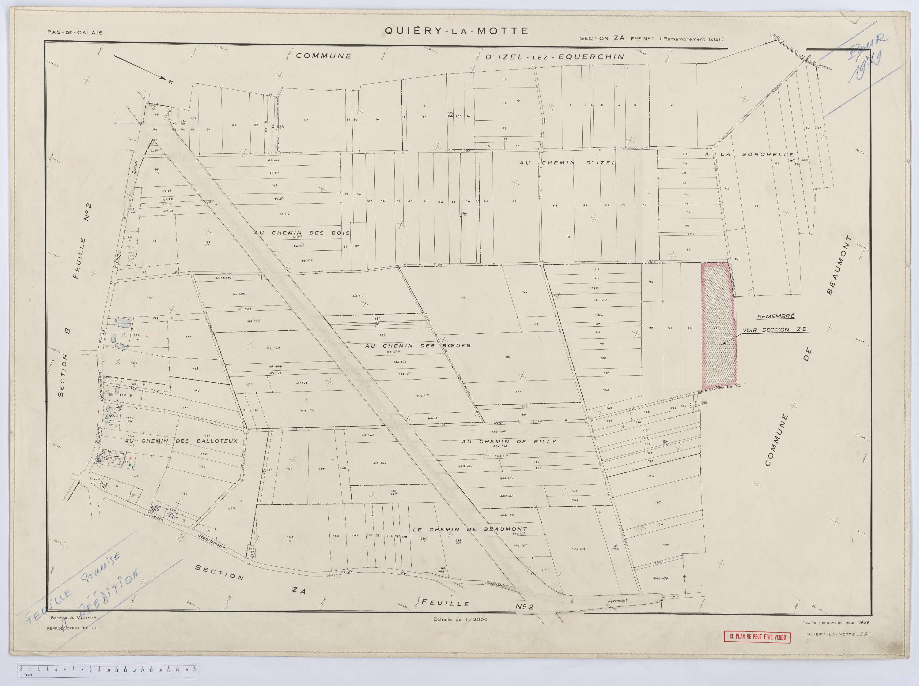 Quiéry-la-Motte - Section ZA, feuille 1.