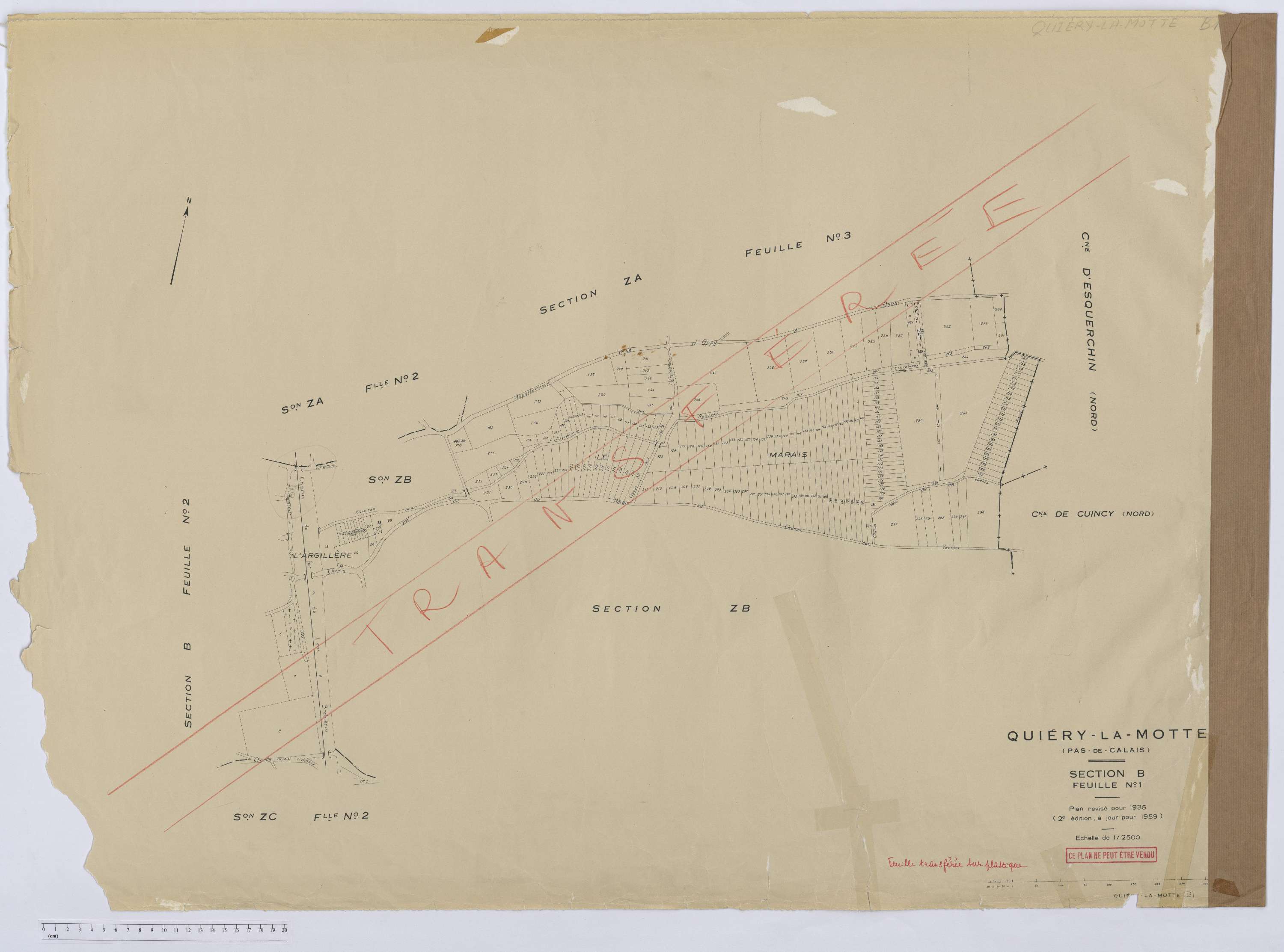 Quiéry-la-Motte - Section B, feuille 1.