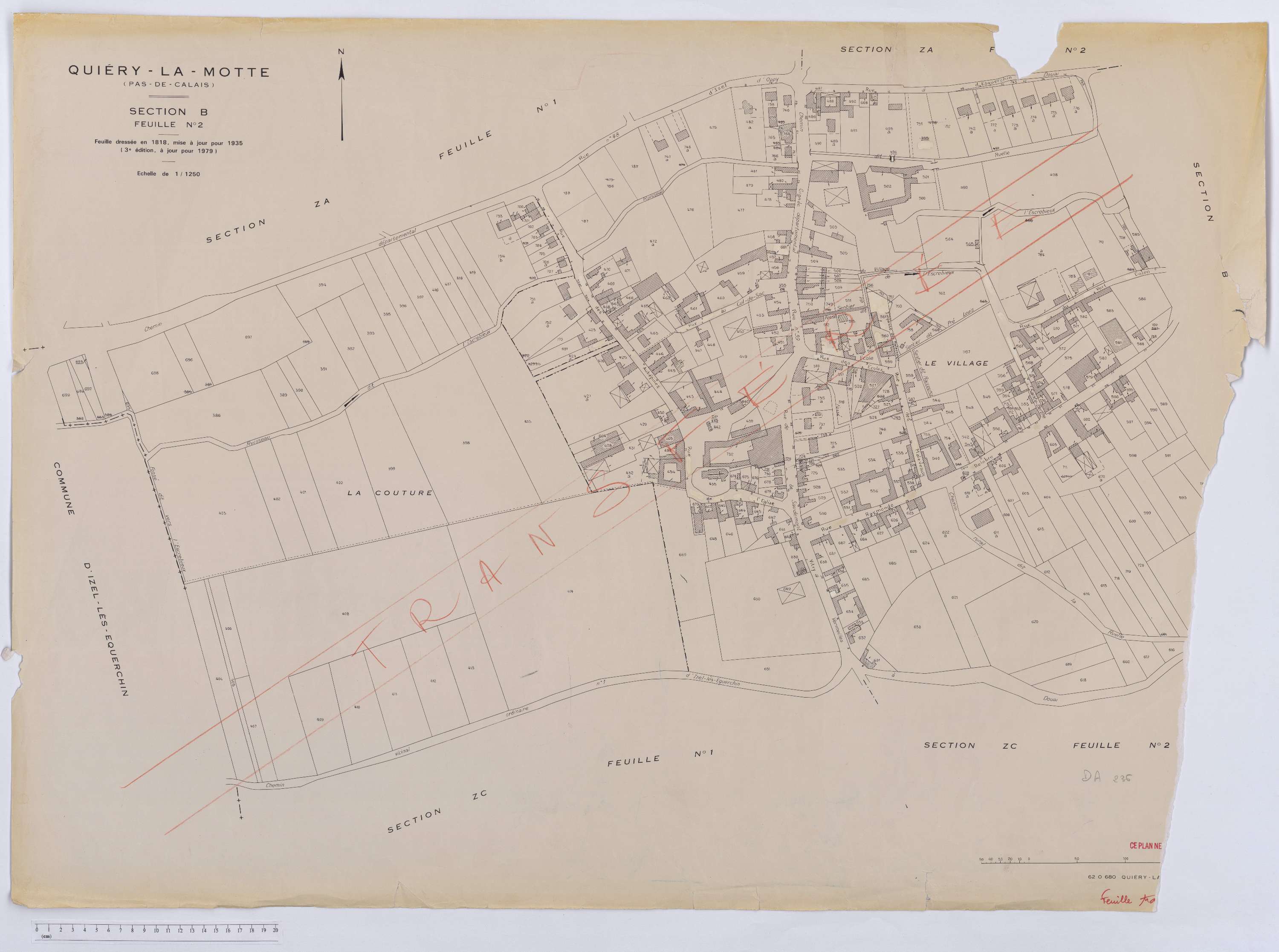 Quiéry-la-Motte - Section B, feuille 2.