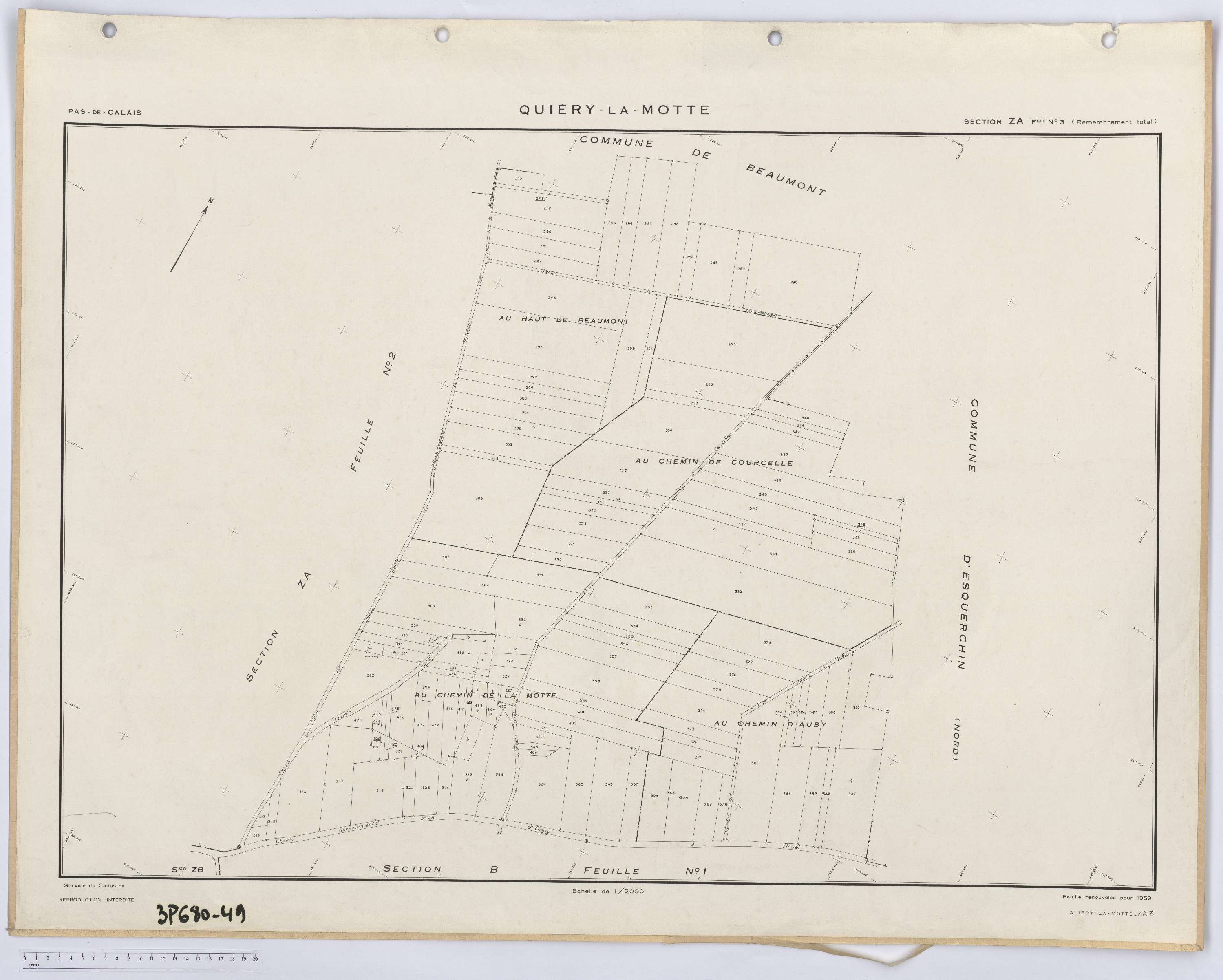 Quiéry-la-Motte - Section ZA, feuille 3.