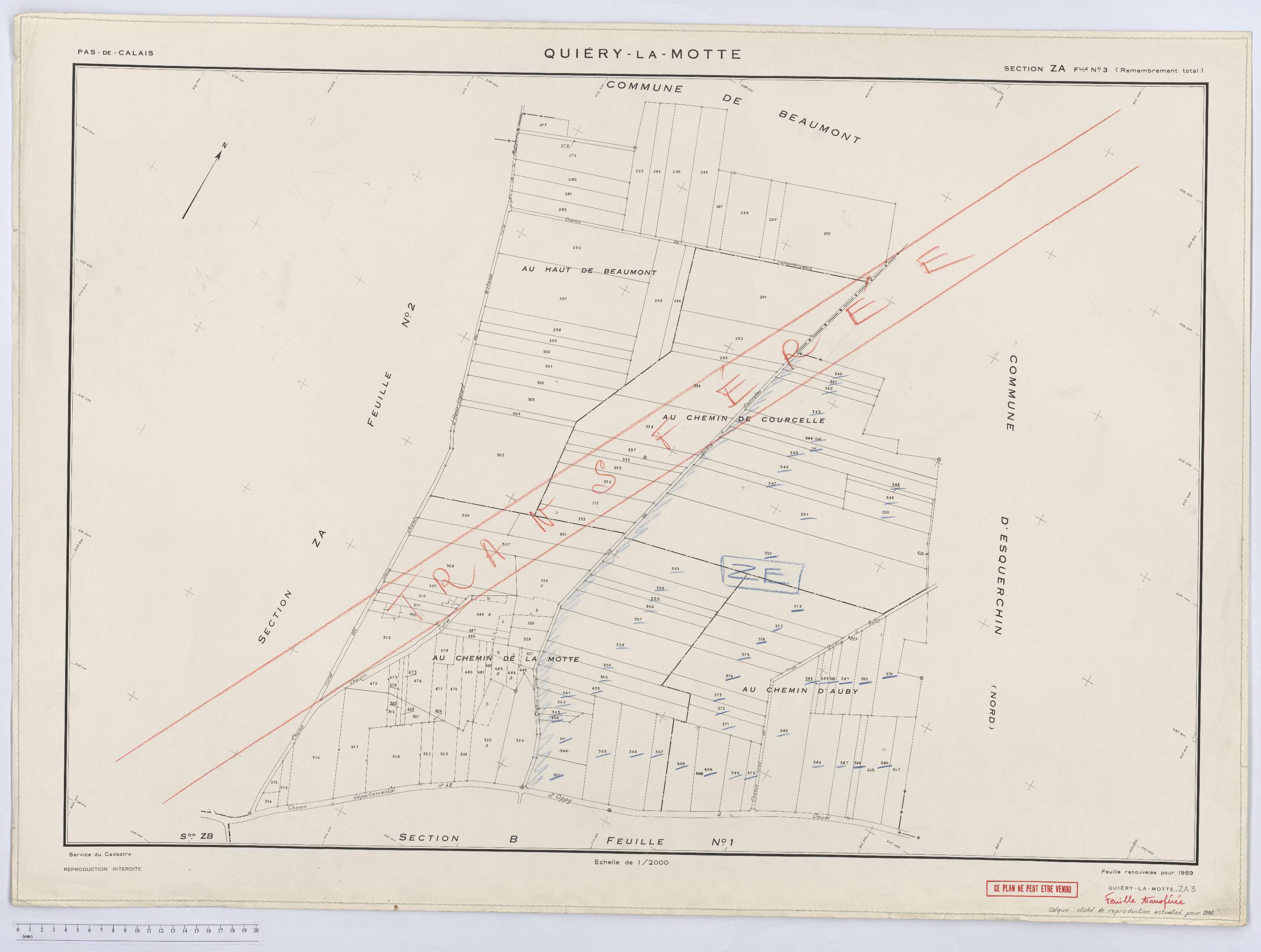 Quiéry-la-Motte - Section ZA, feuille 3.