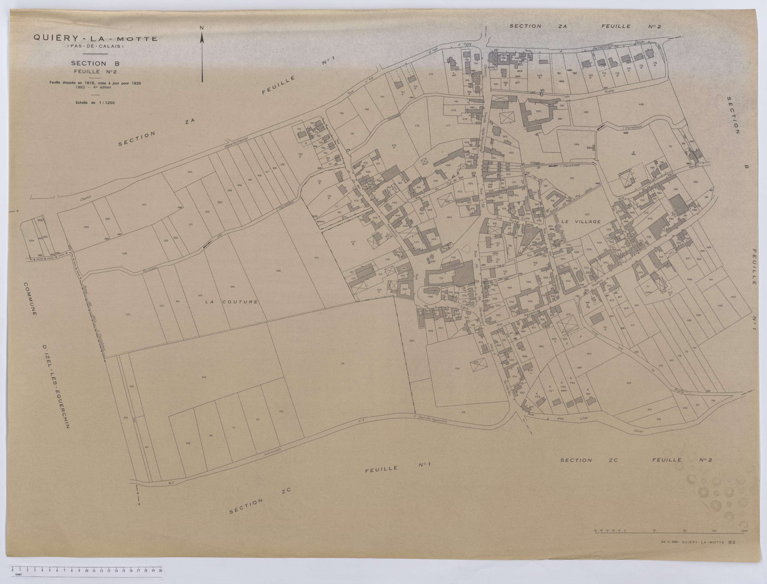 Quiéry-la-Motte - Section B, feuille 2.