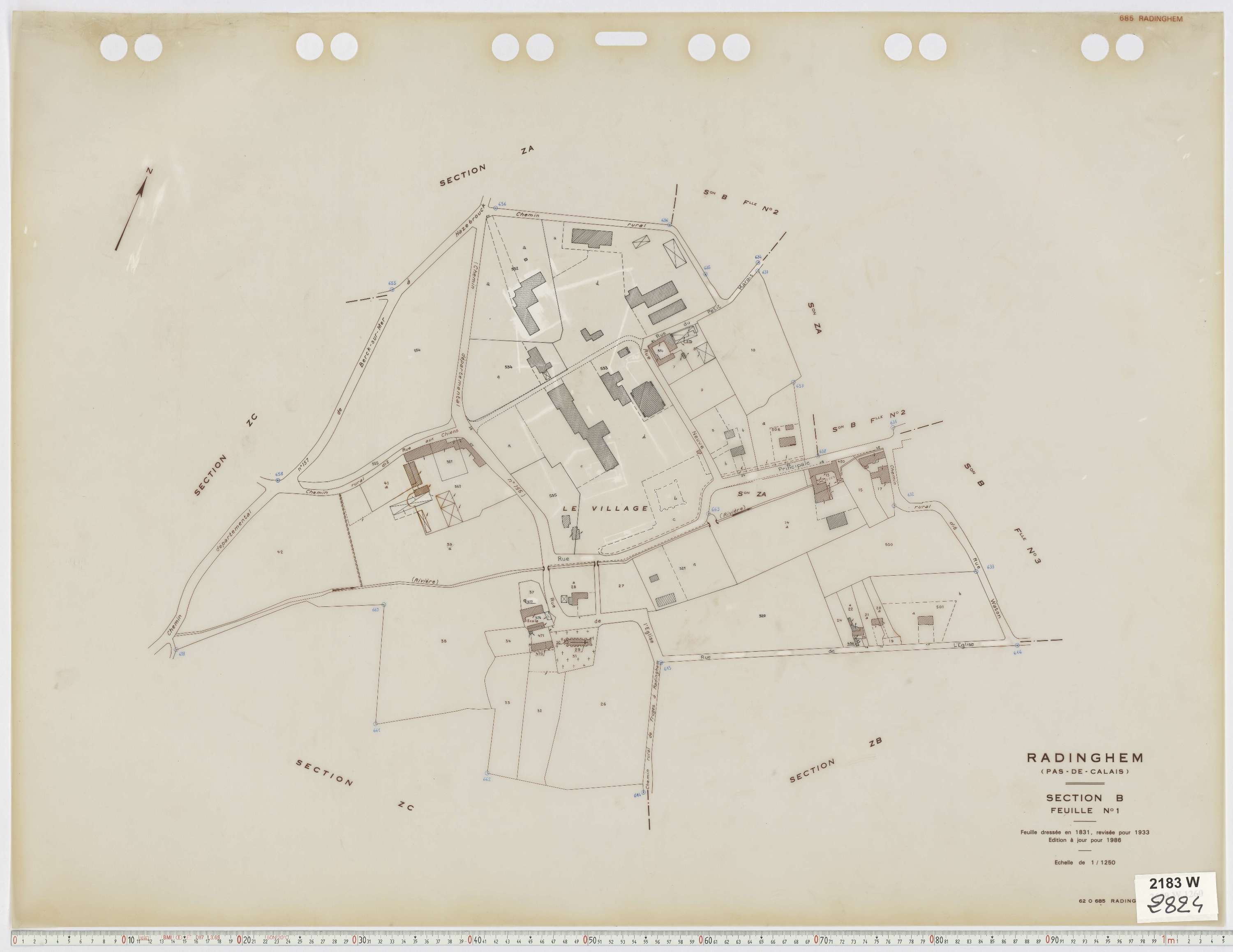 Radinghem - Section B, feuille 1.