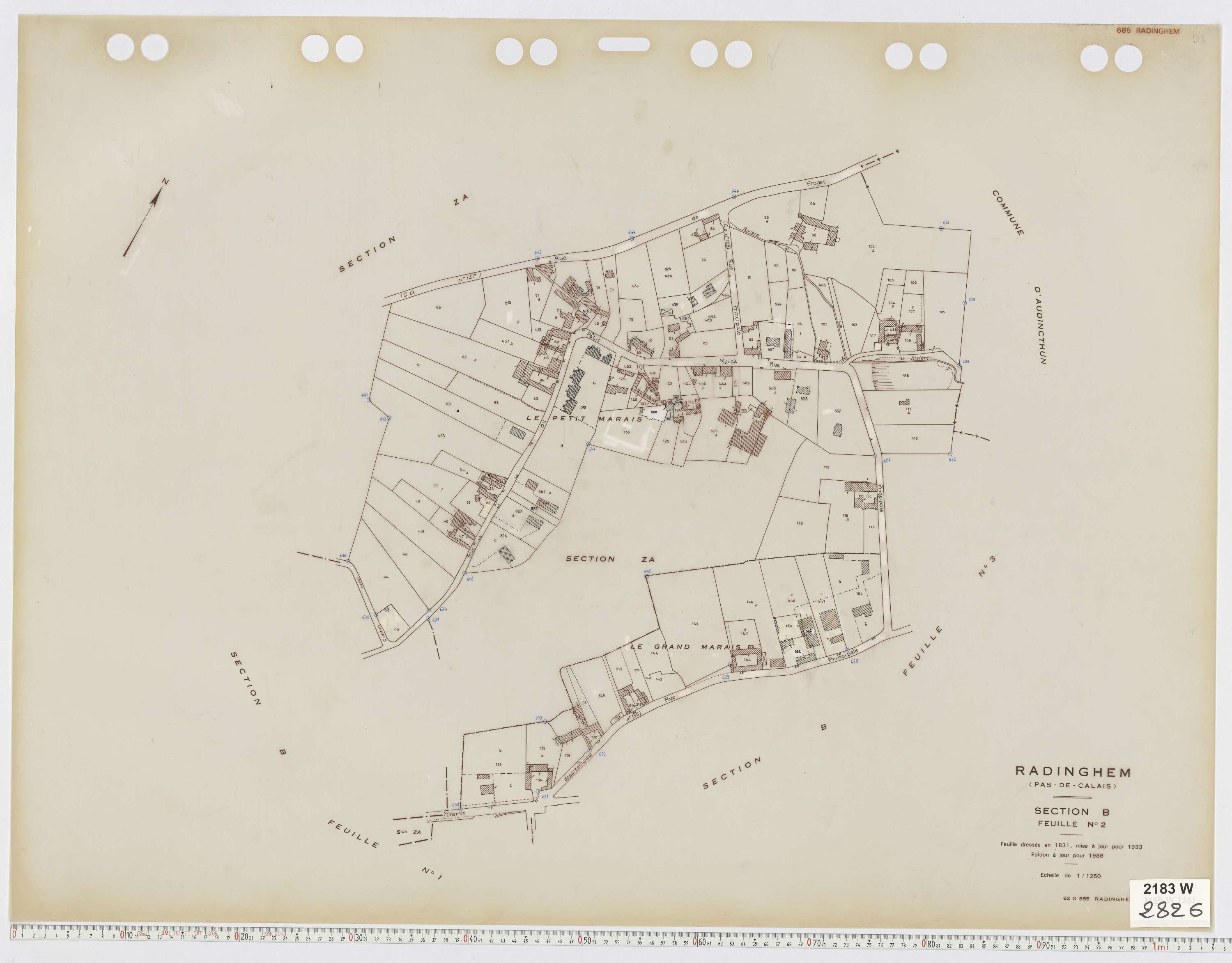 Radinghem - Section B, feuille 2.