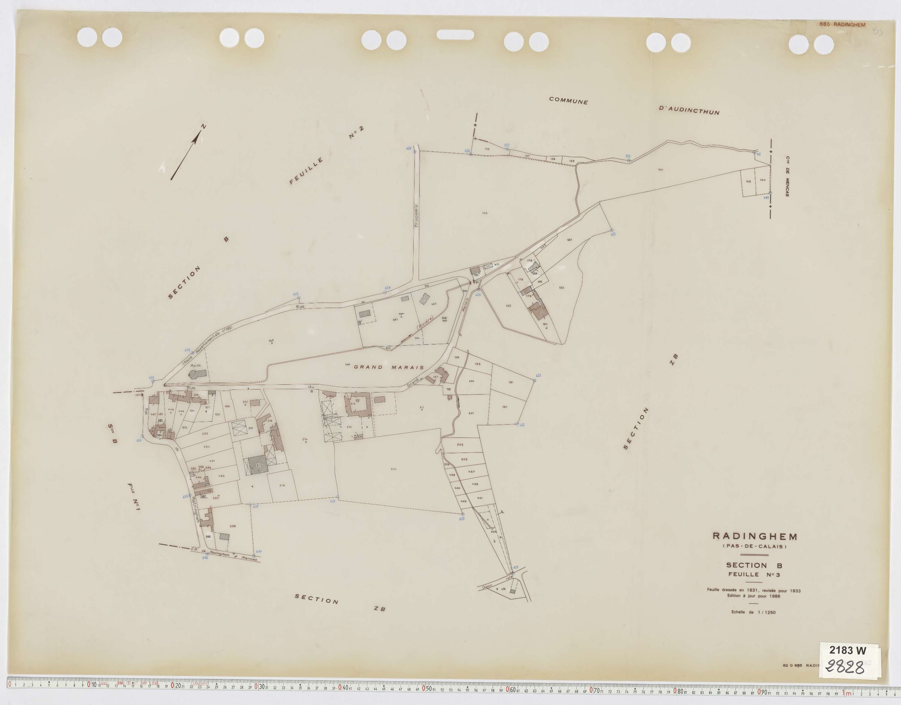 Radinghem - Section B, feuille 3.