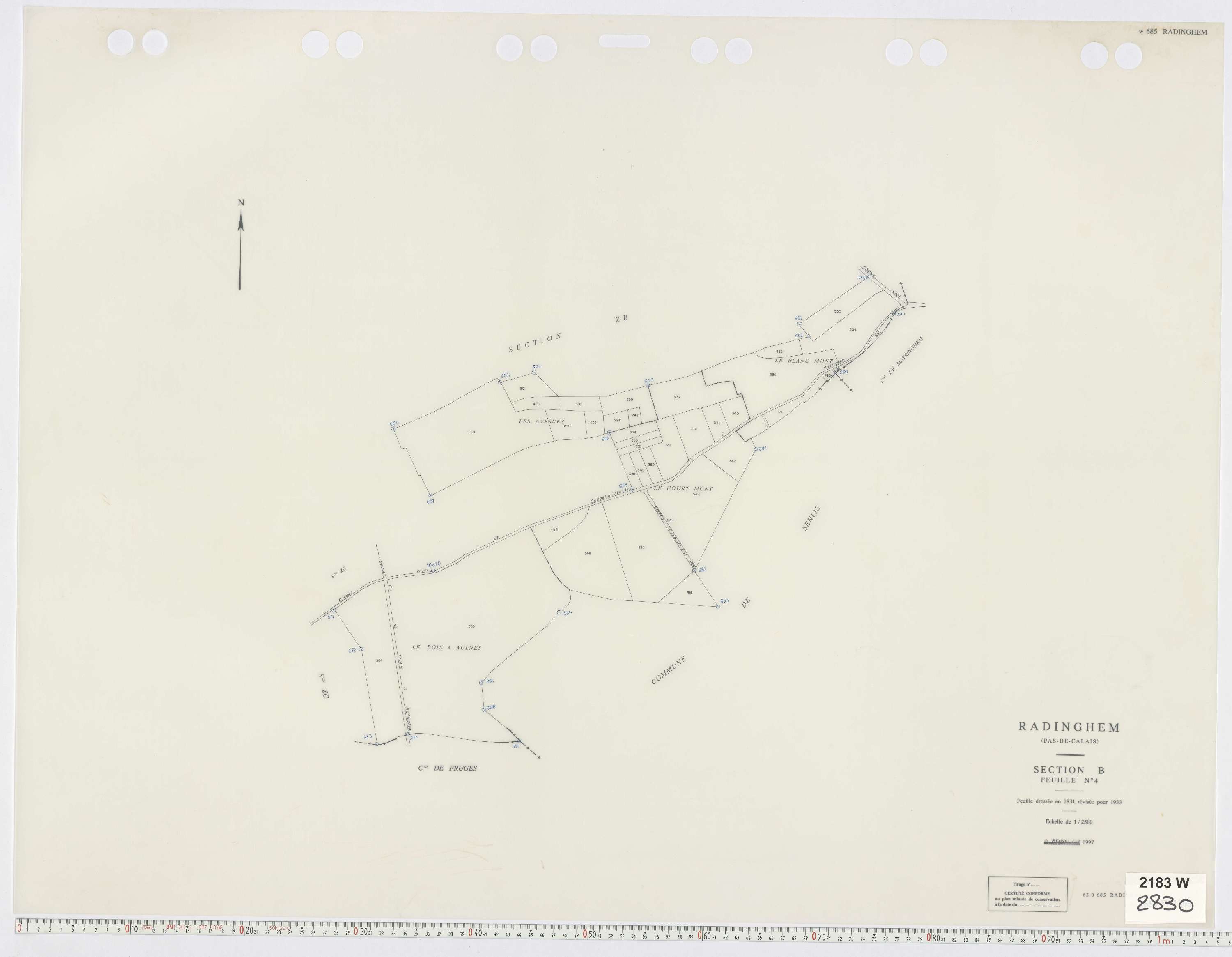 Radinghem - Section B, feuille 4.