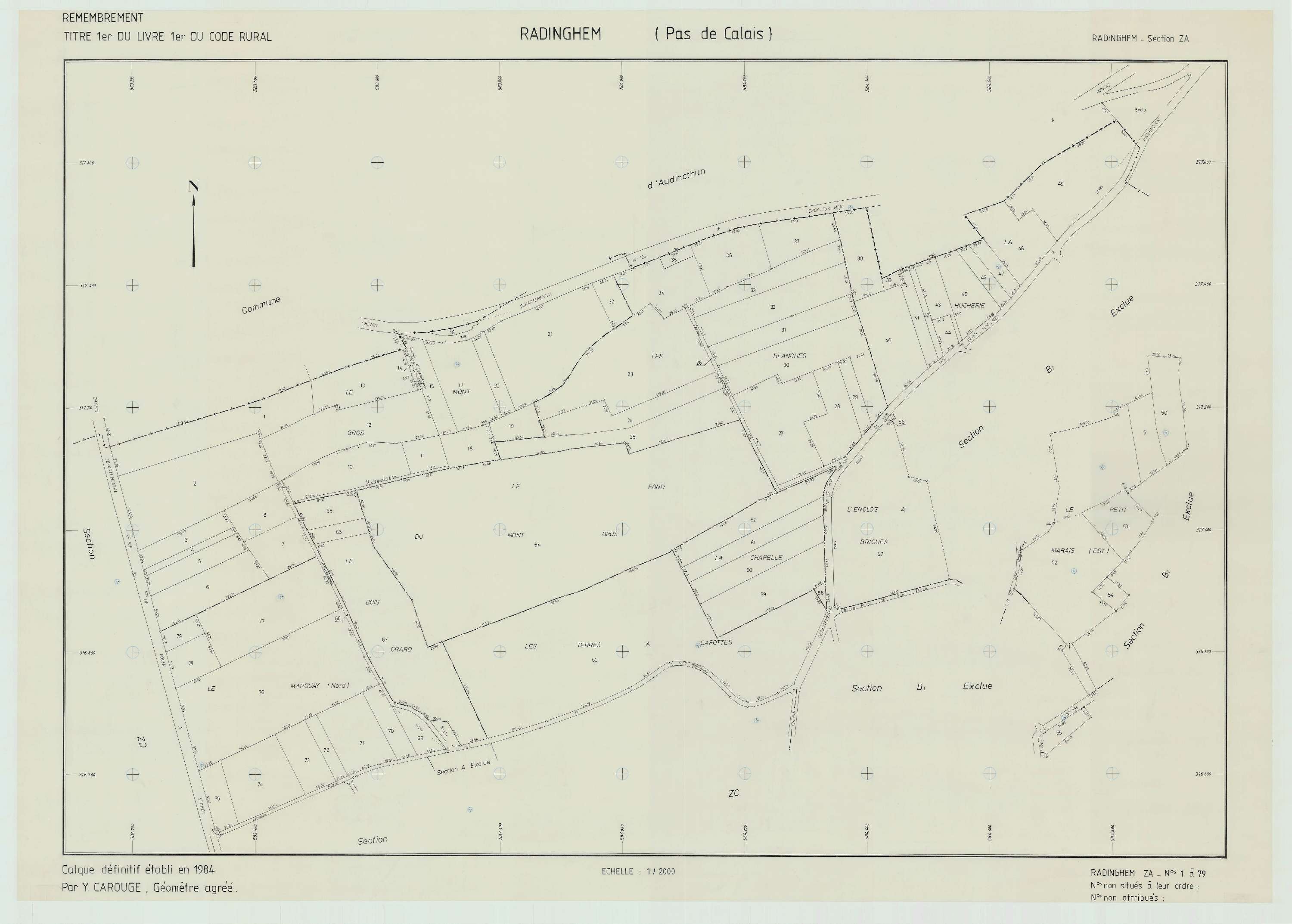 Radinghem - Plan de remembrement : section ZA.