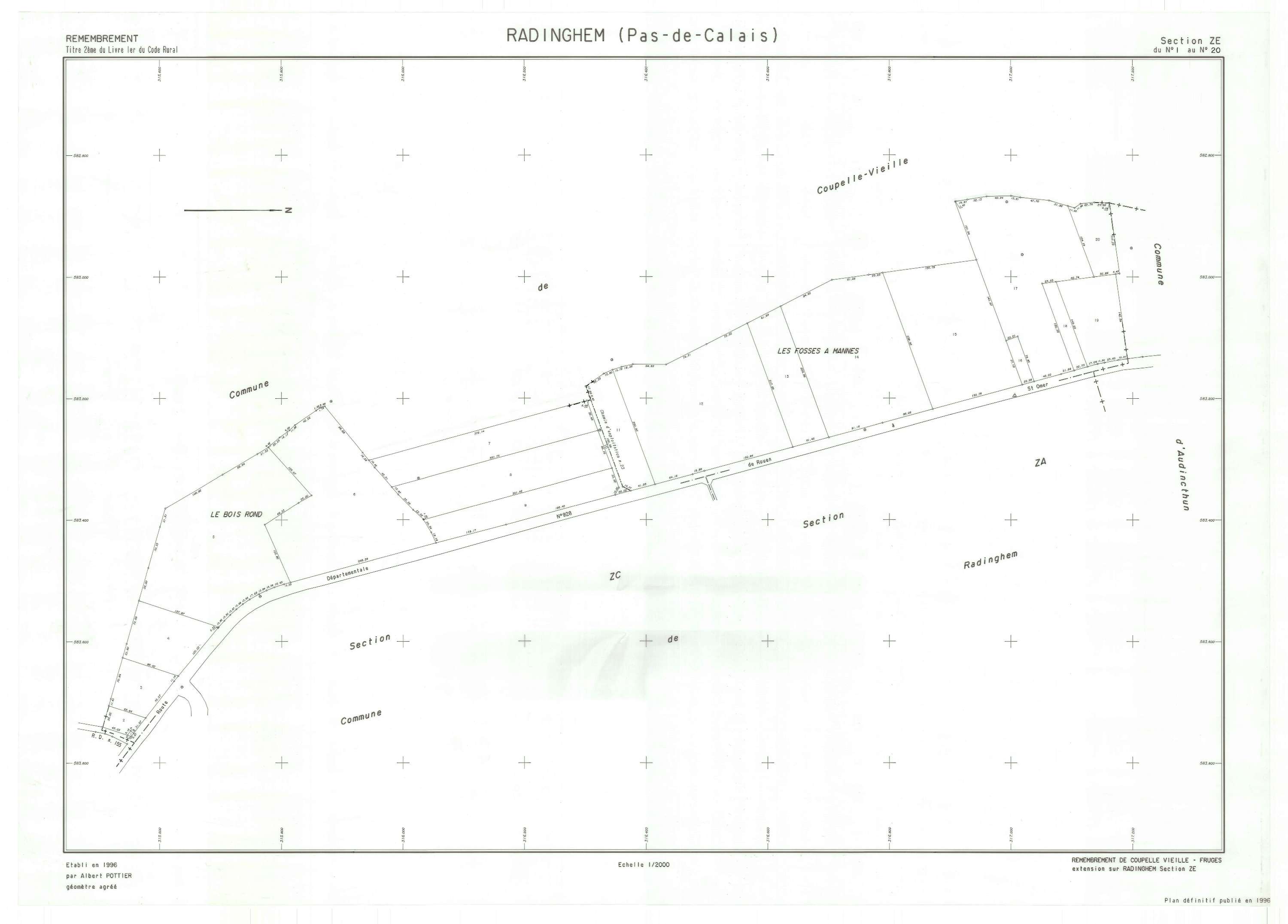Radinghem - Plan de remembrement : section ZD.