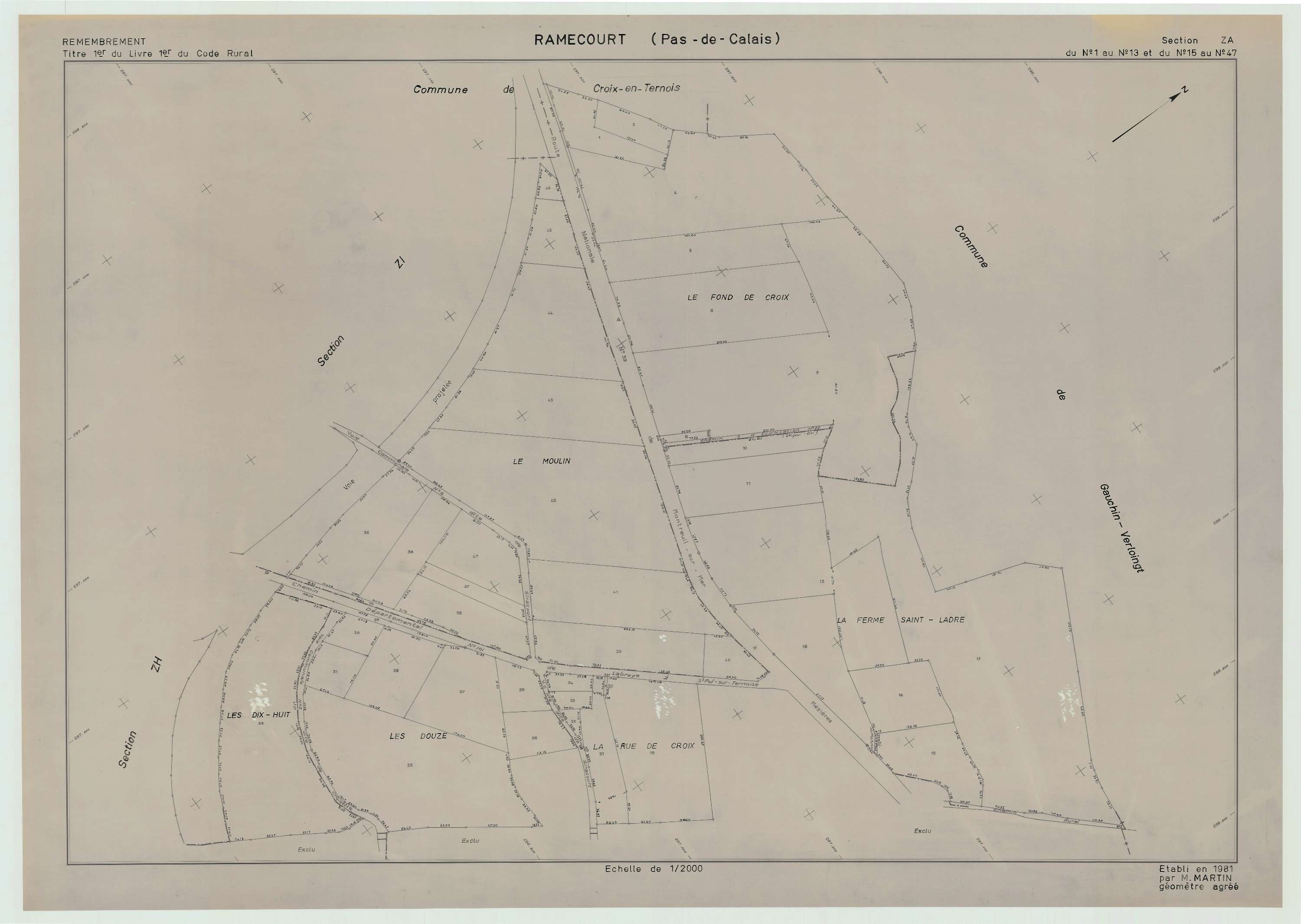 Ramecourt - Plan de remembrement : section ZA.