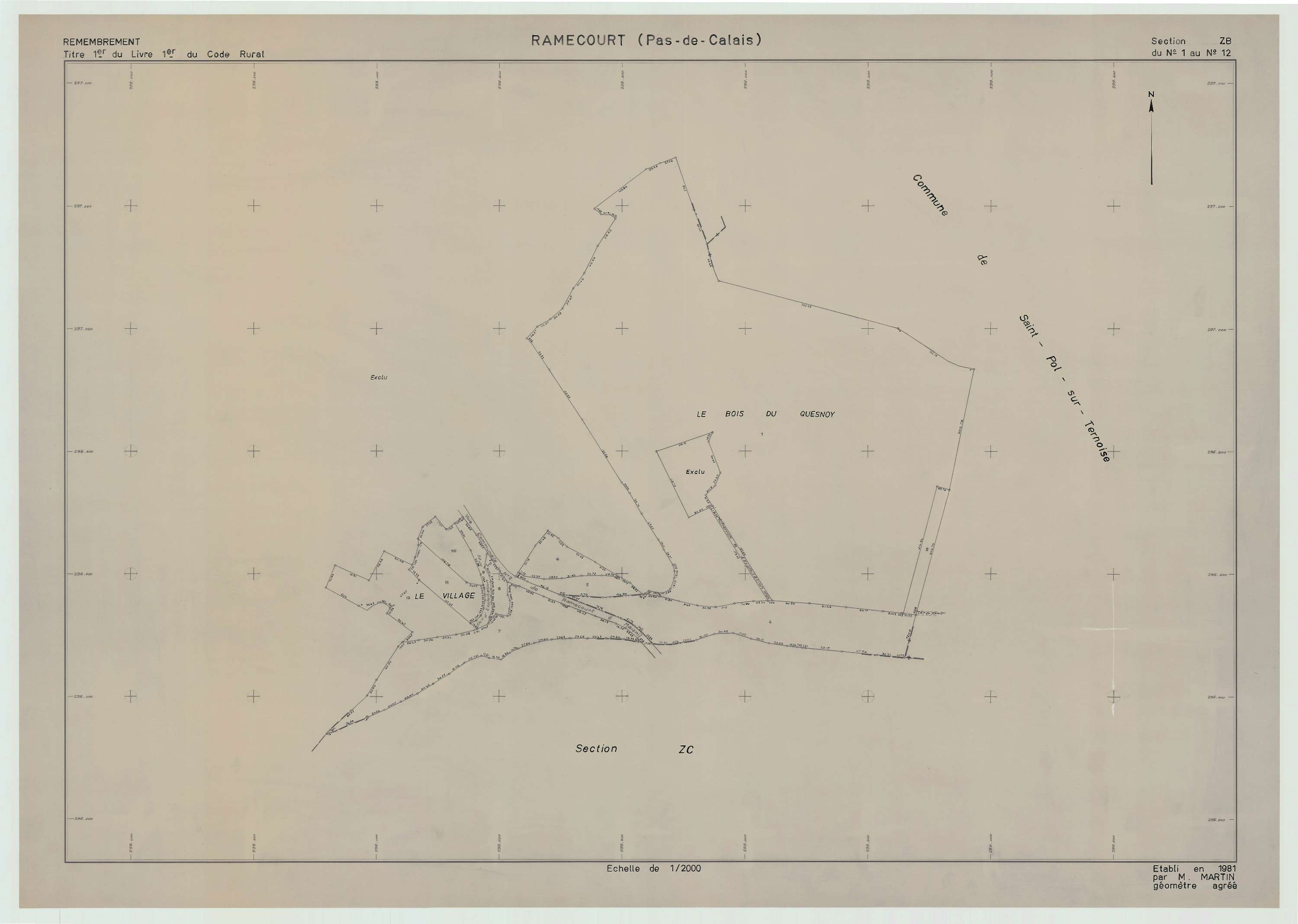 Ramecourt - Plan de remembrement : section ZB.