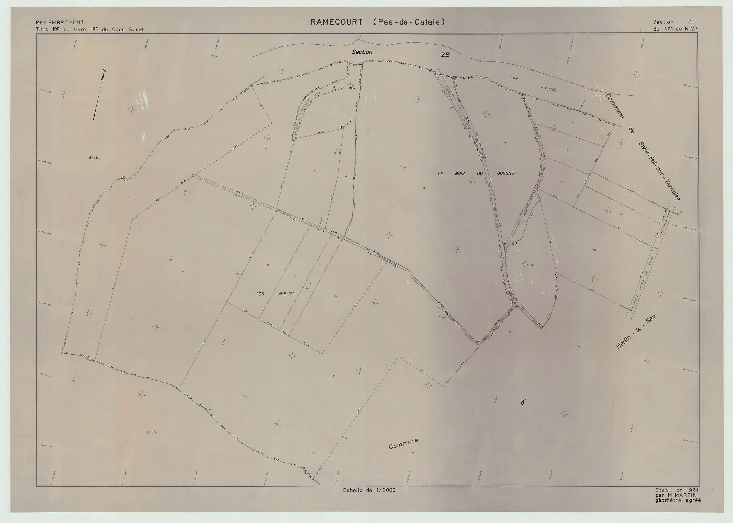 Ramecourt - Plan de remembrement : section ZC.