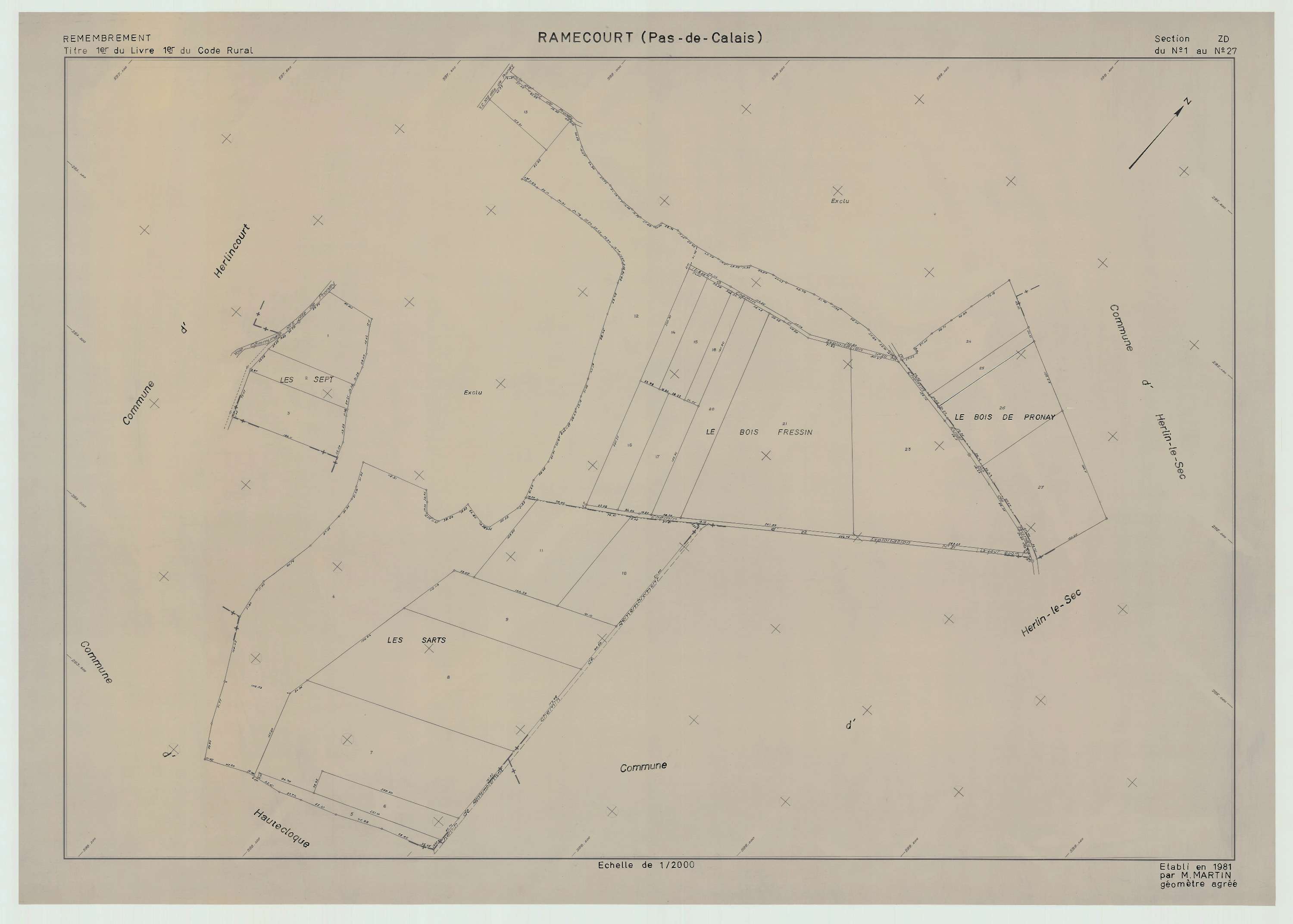 Ramecourt - Plan de remembrement : section ZD.