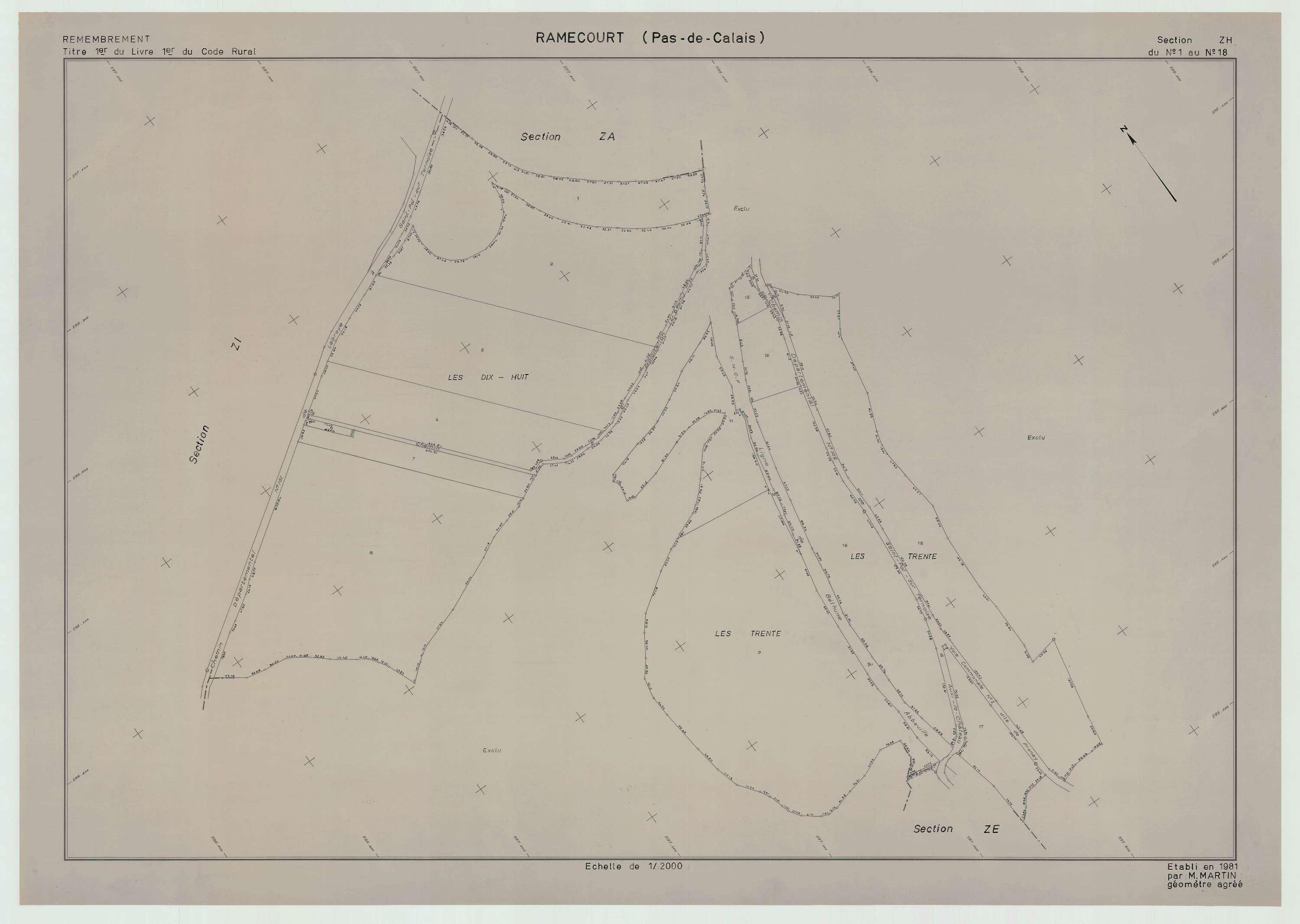Ramecourt - Plan de remembrement : section ZH.