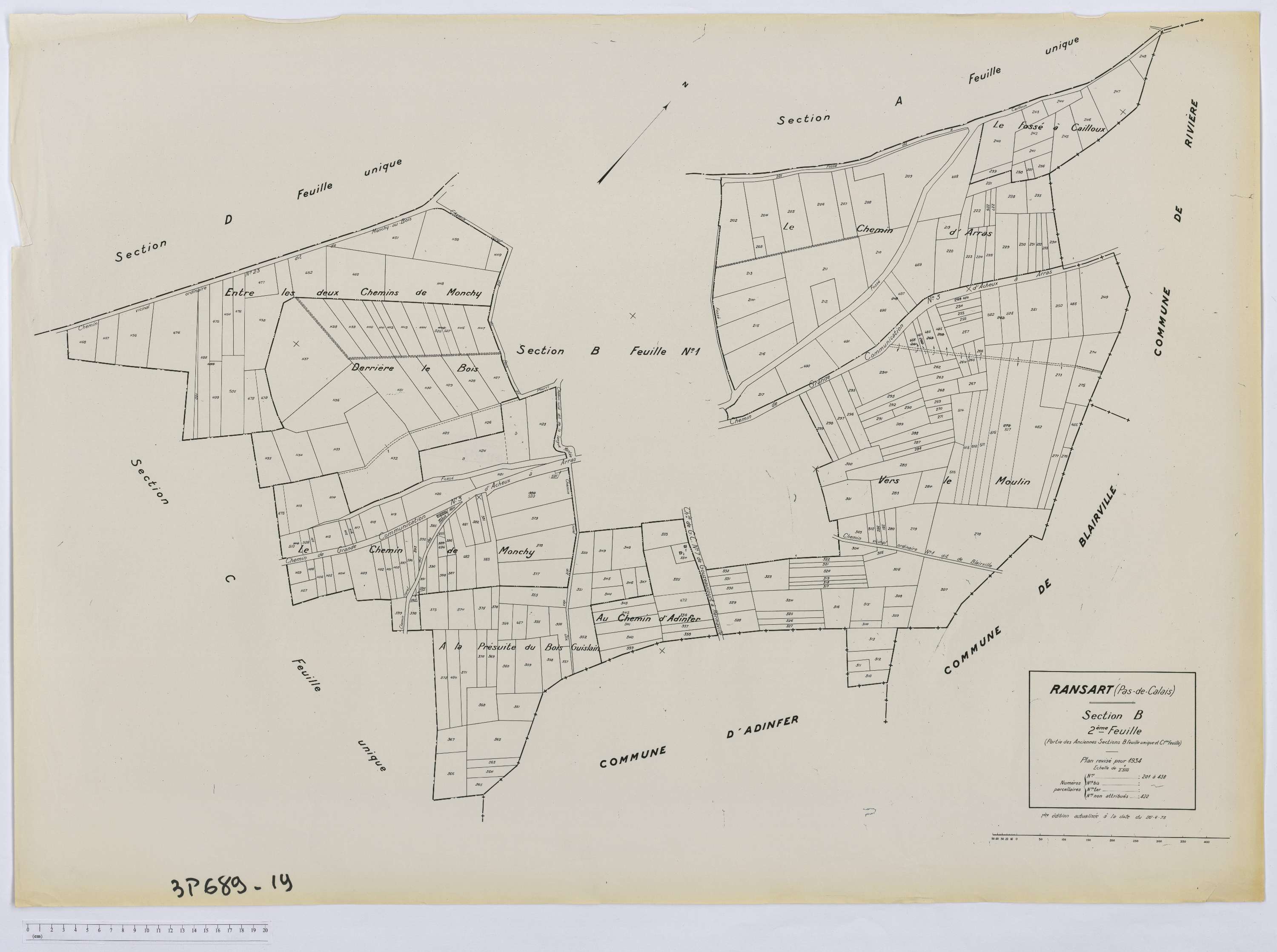 Ransart - Section B, feuille 2.