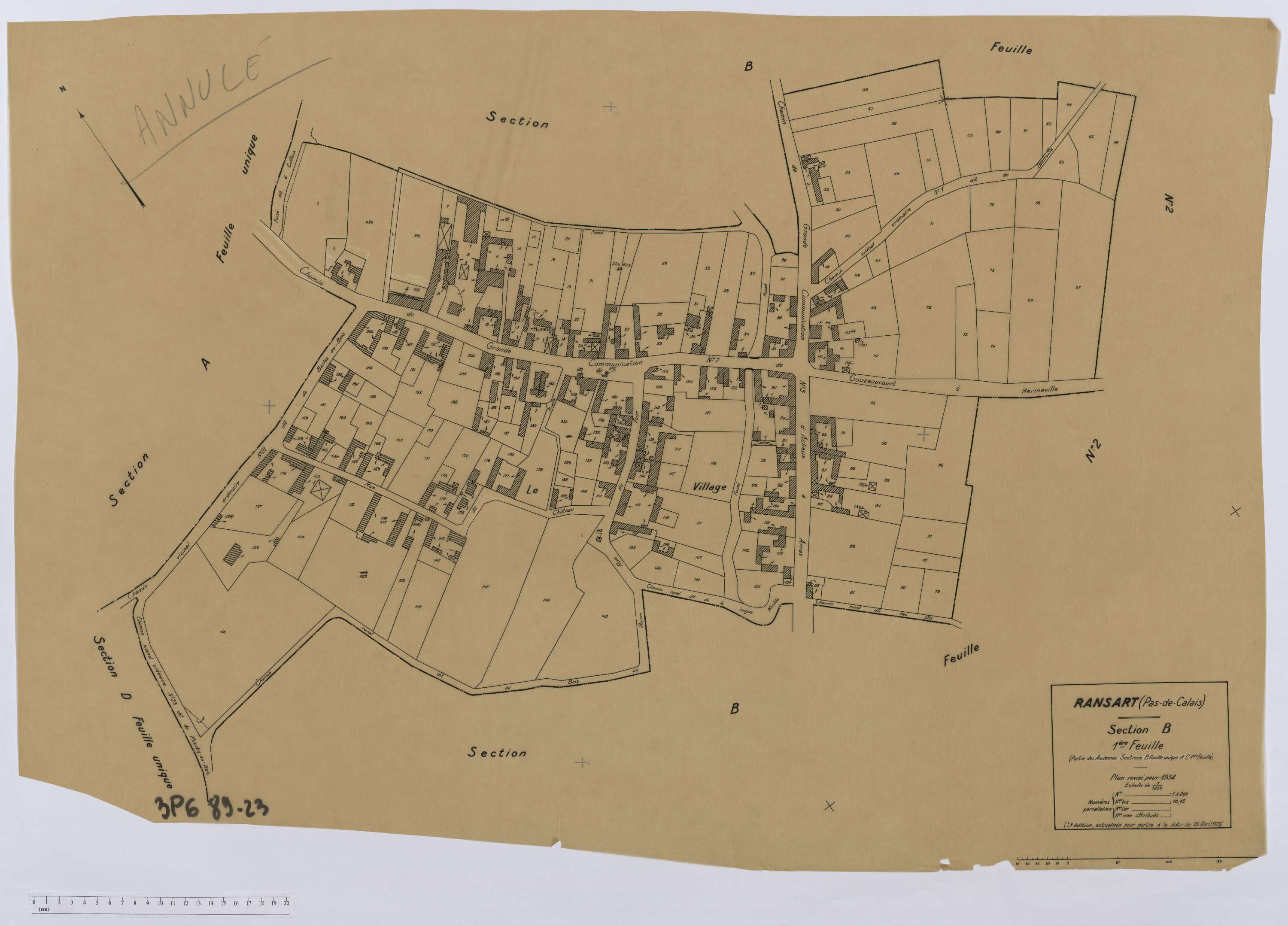 Ransart - Section B, feuille 1.