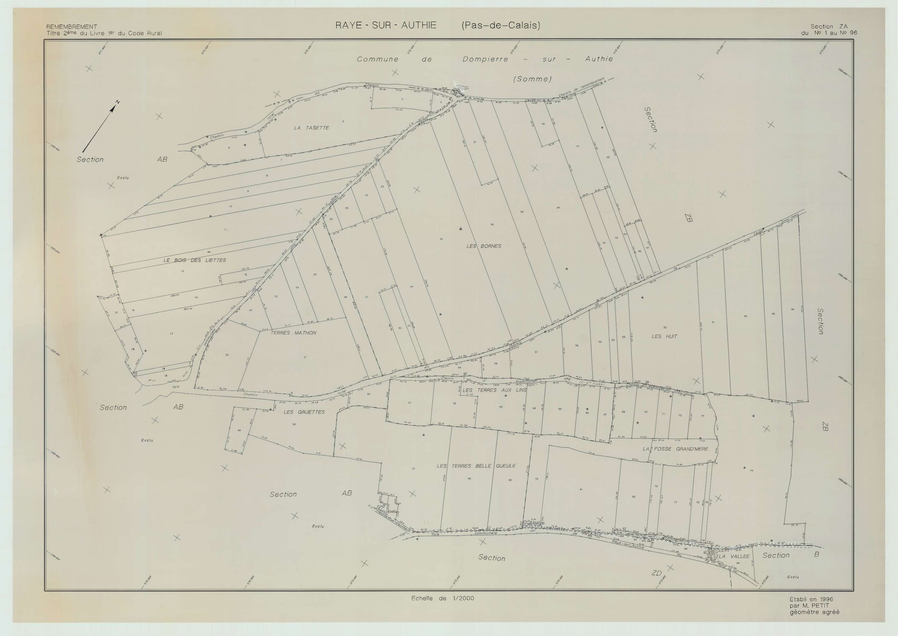 Raye-sur-Authie - Plan de remembrement : section ZA.
