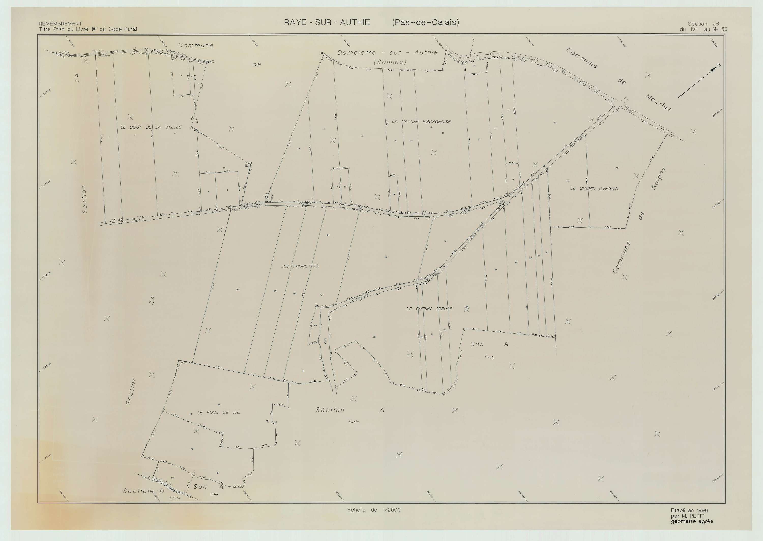 Raye-sur-Authie - Plan de remembrement : section ZB.