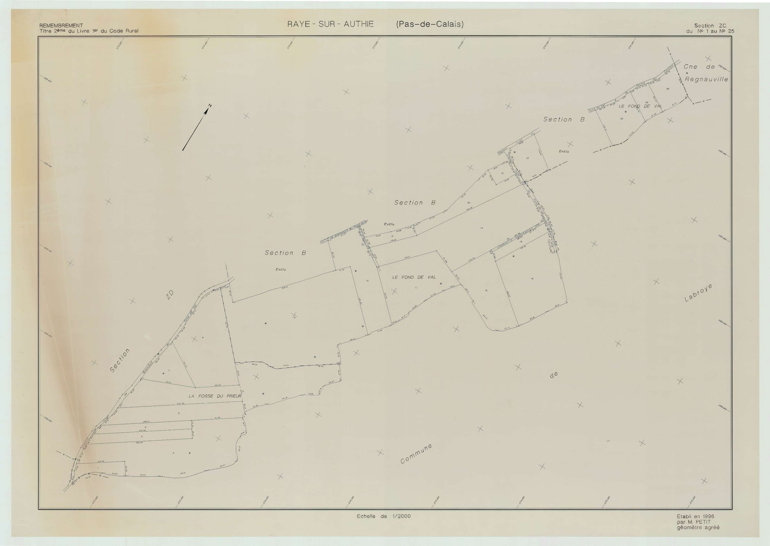Raye-sur-Authie - Plan de remembrement : section ZC.