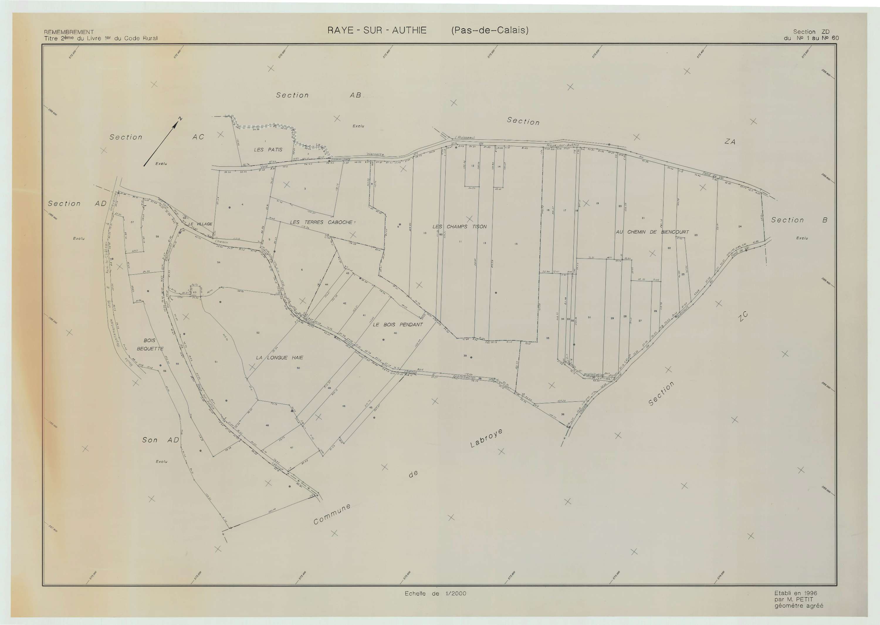 Raye-sur-Authie - Plan de remembrement : section ZD.