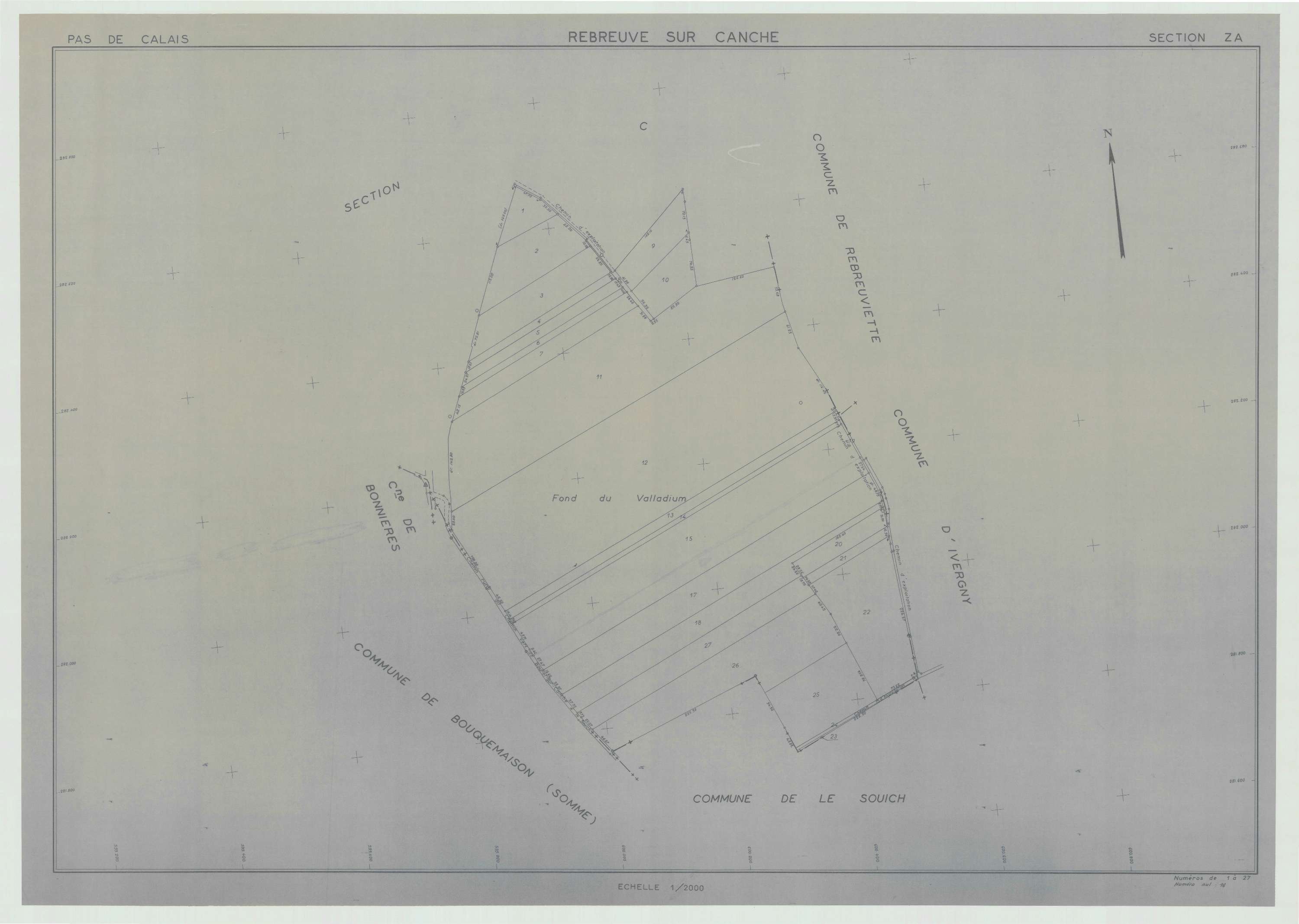 Rebreuve-sur-Canche - Plan de remembrement : section ZA.