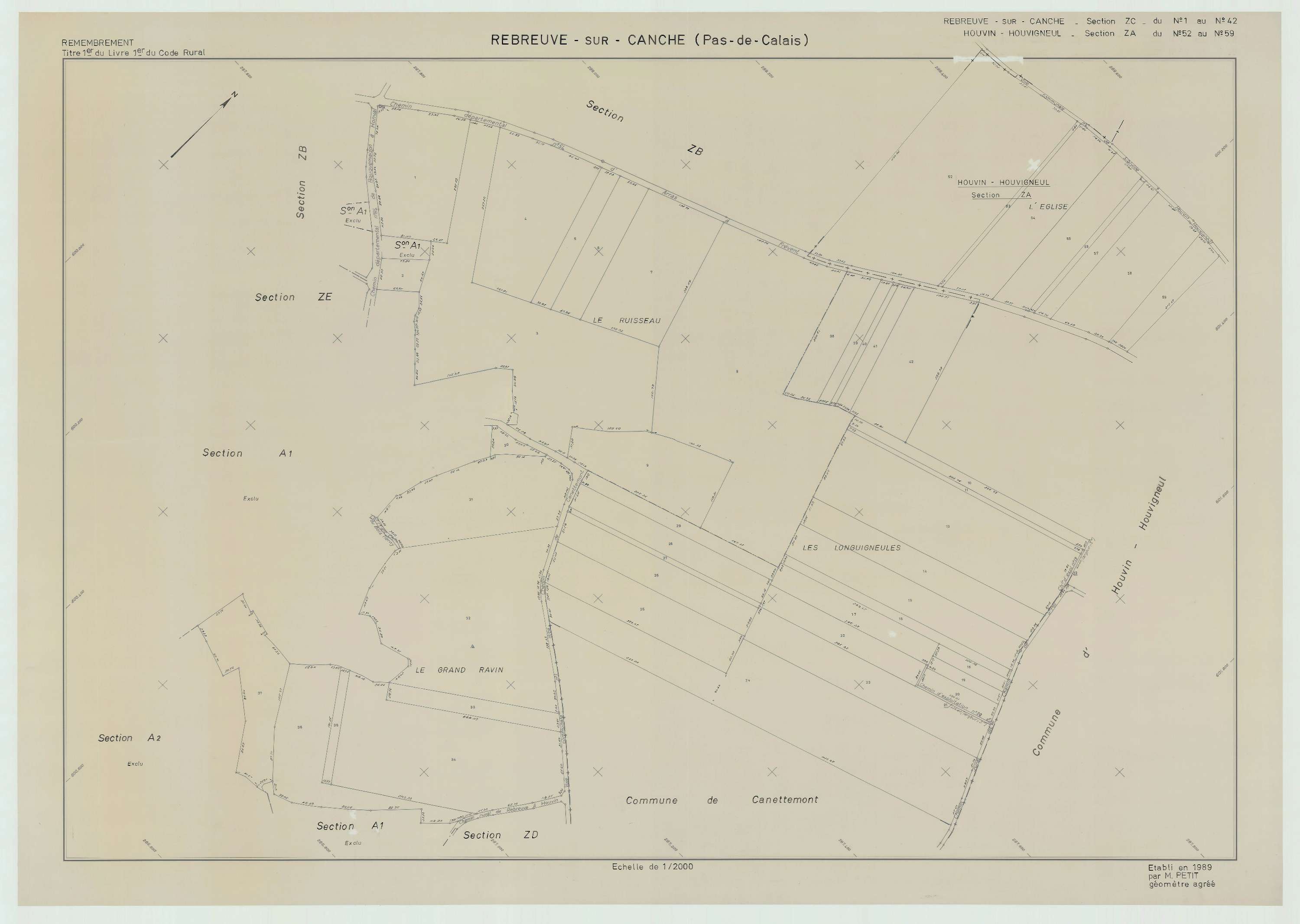 Rebreuve-sur-Canche - Plan de remembrement : section ZC.