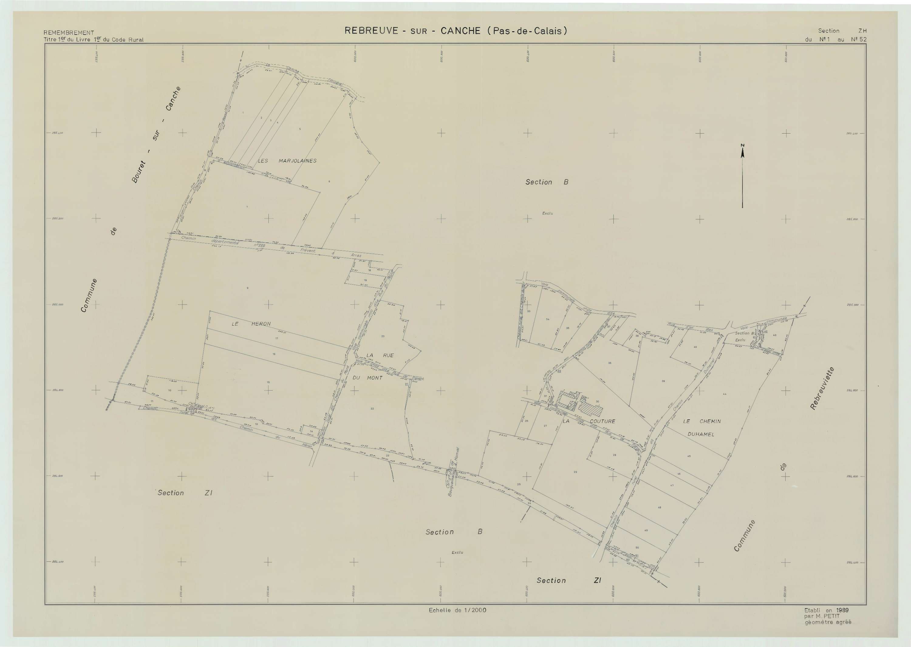 Rebreuve-sur-Canche - Plan de remembrement : section ZH.