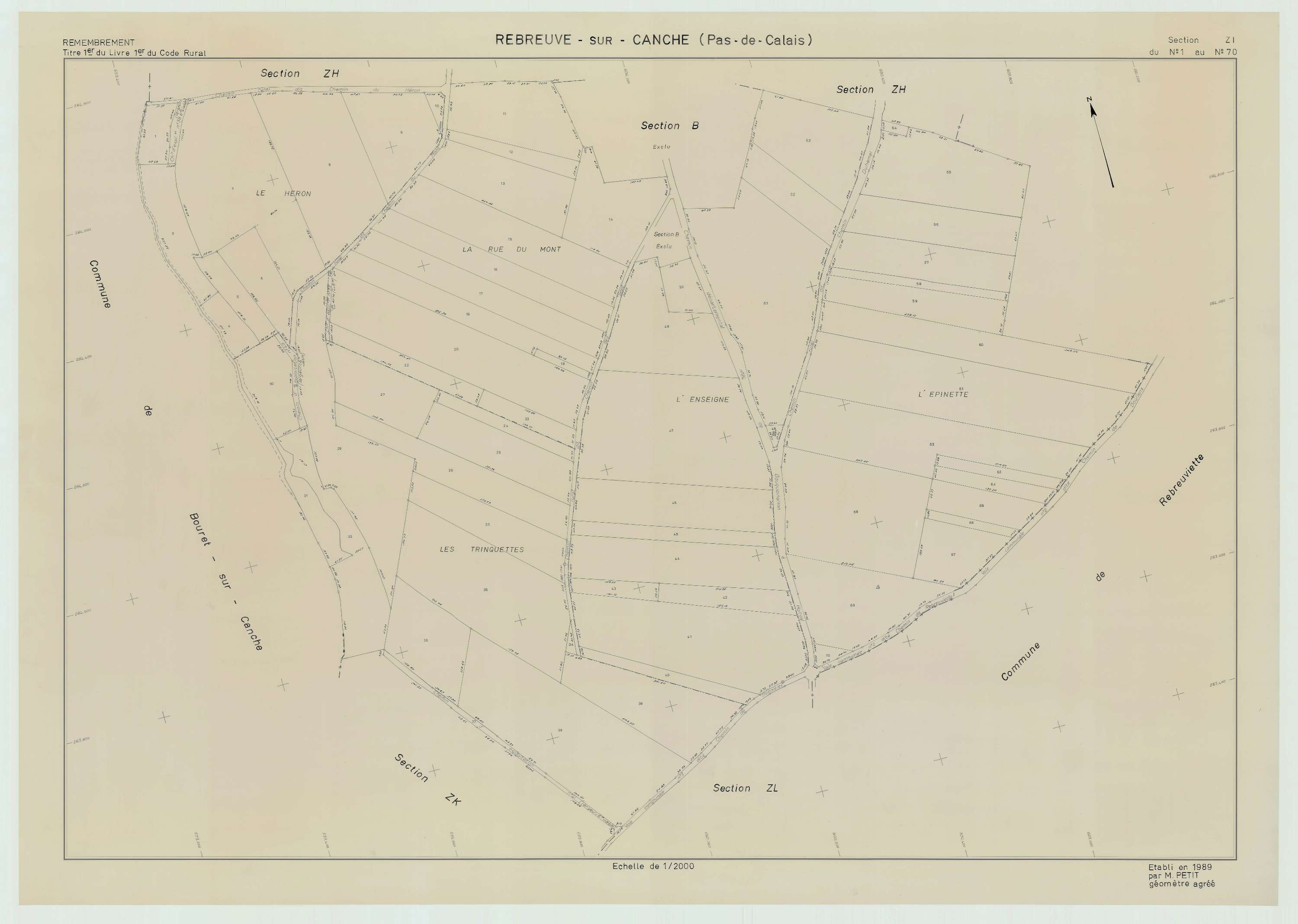 Rebreuve-sur-Canche - Plan de remembrement : section ZI.