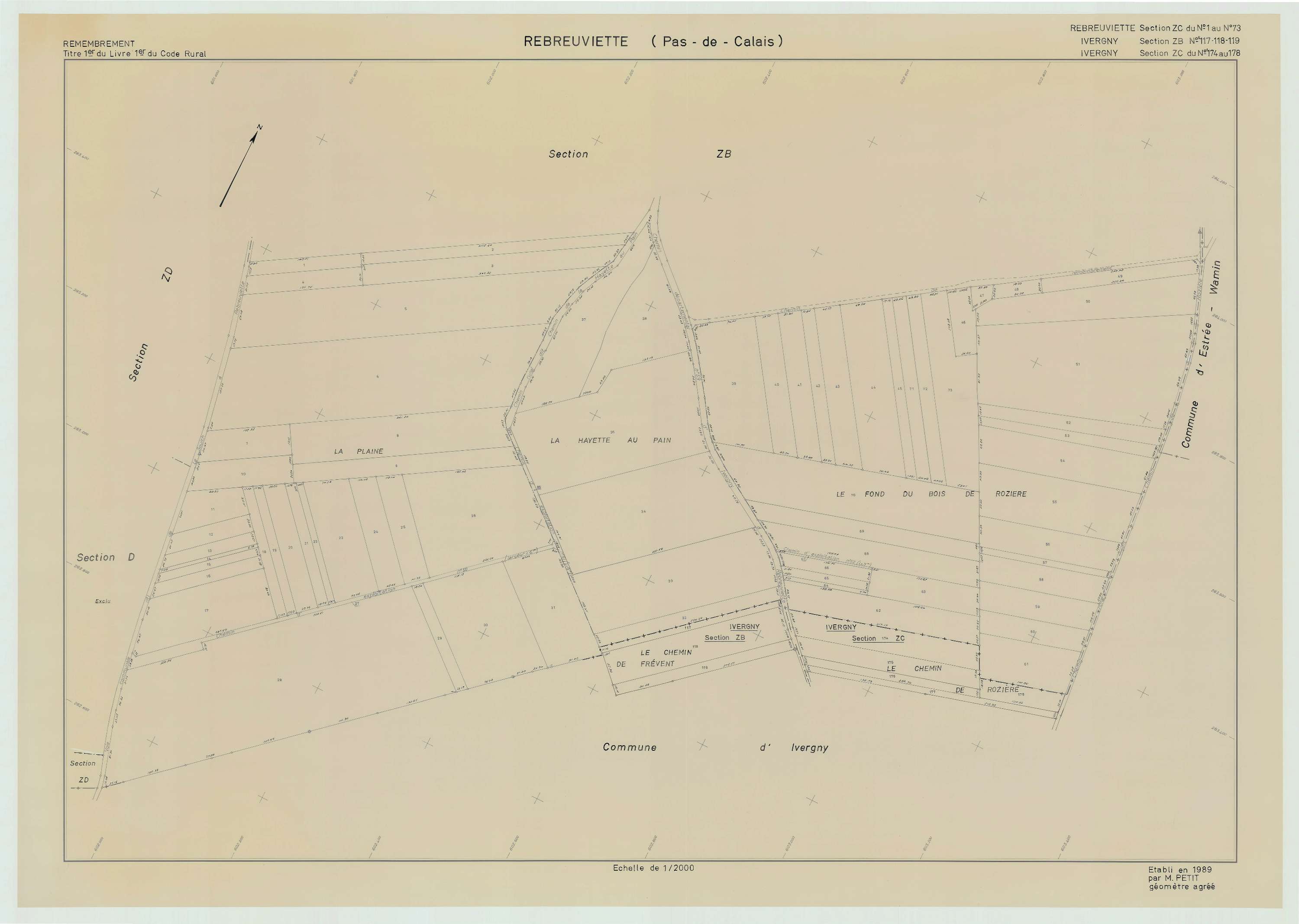 Rebreuviette - Plan de remembrement : section ZC.