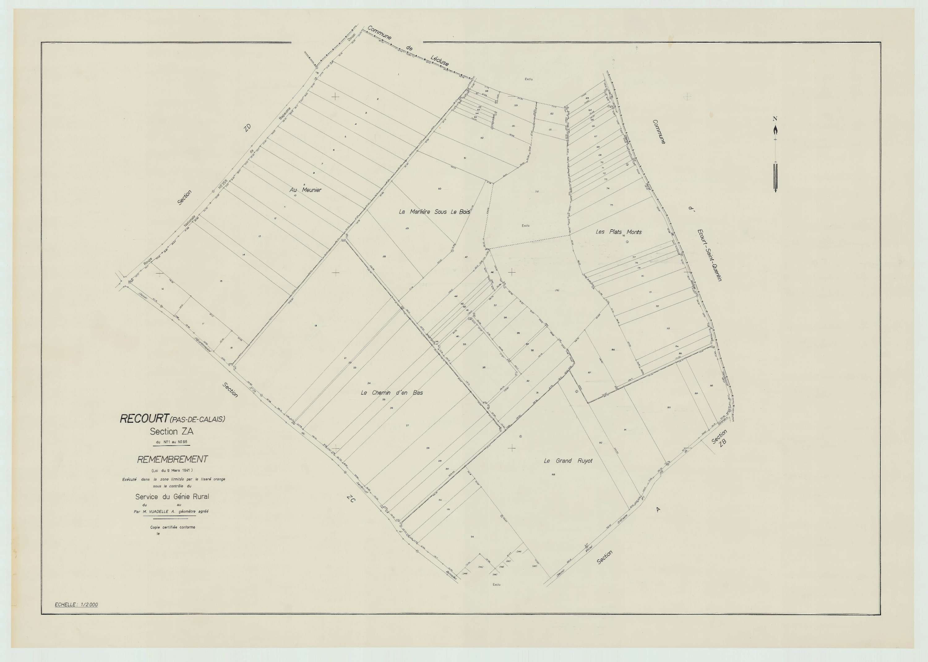 Récourt - Plan de remembrement : section ZA.