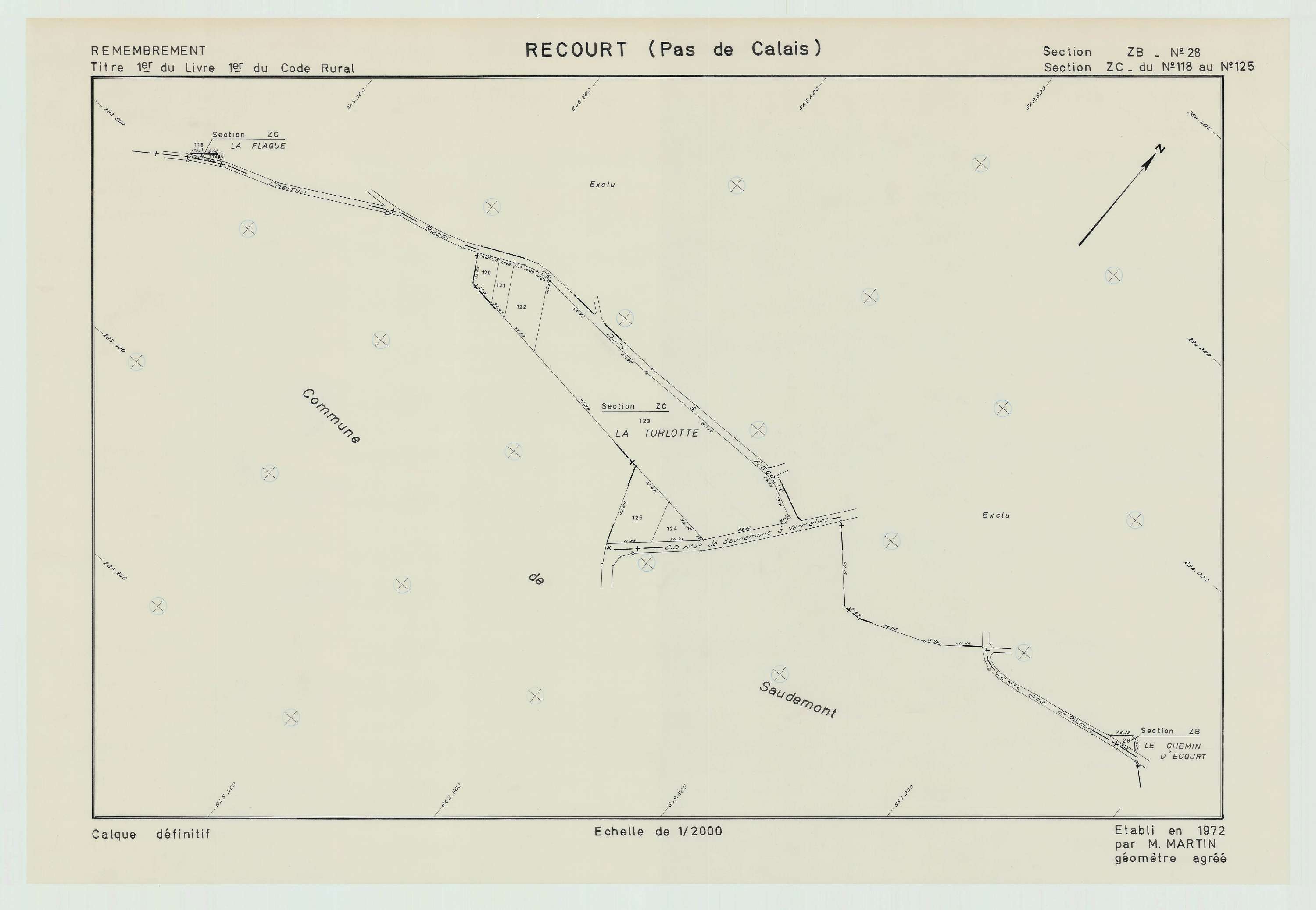 Récourt - Plan de remembrement : section ZB.