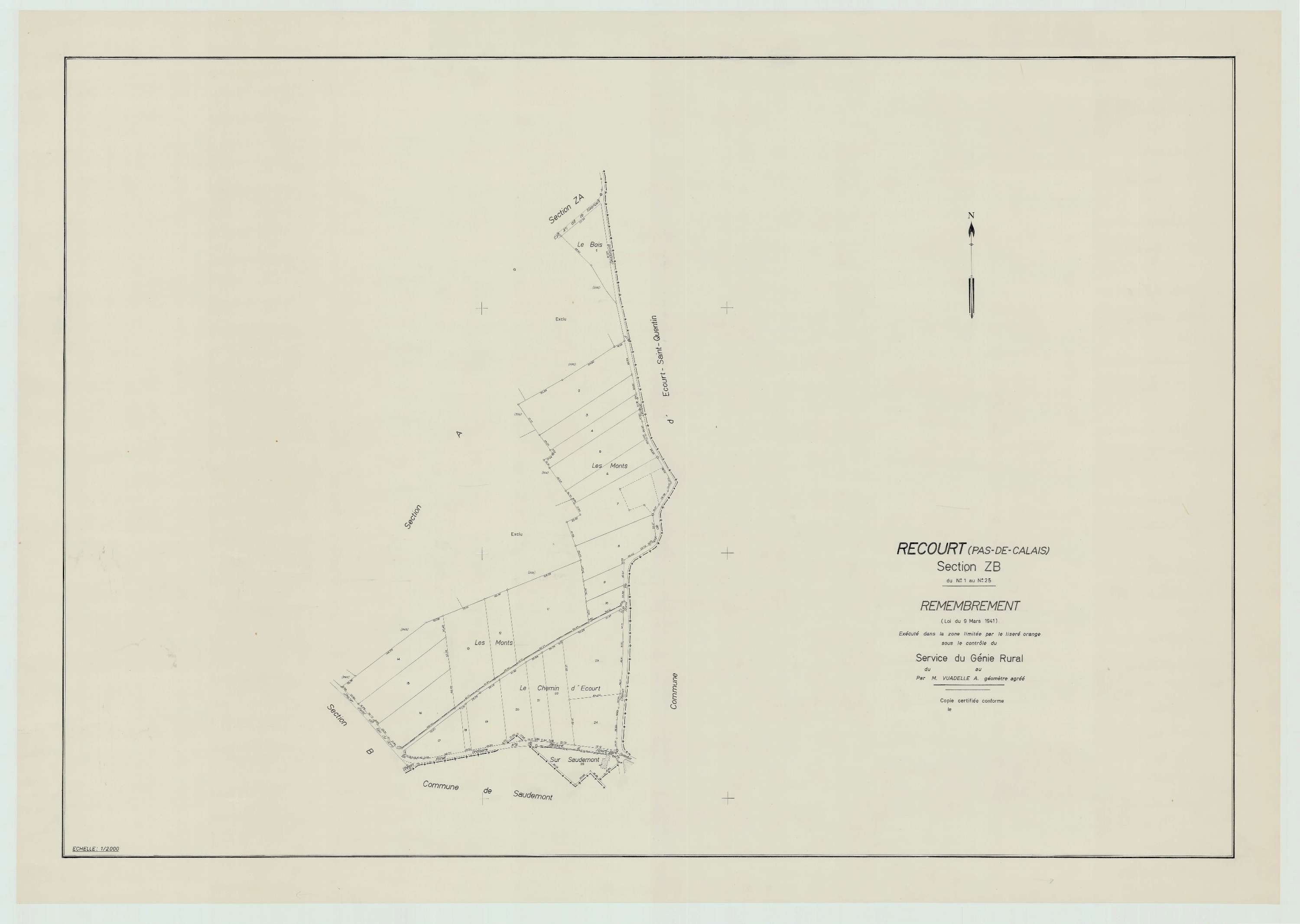 Récourt - Plan de remembrement : section ZB.
