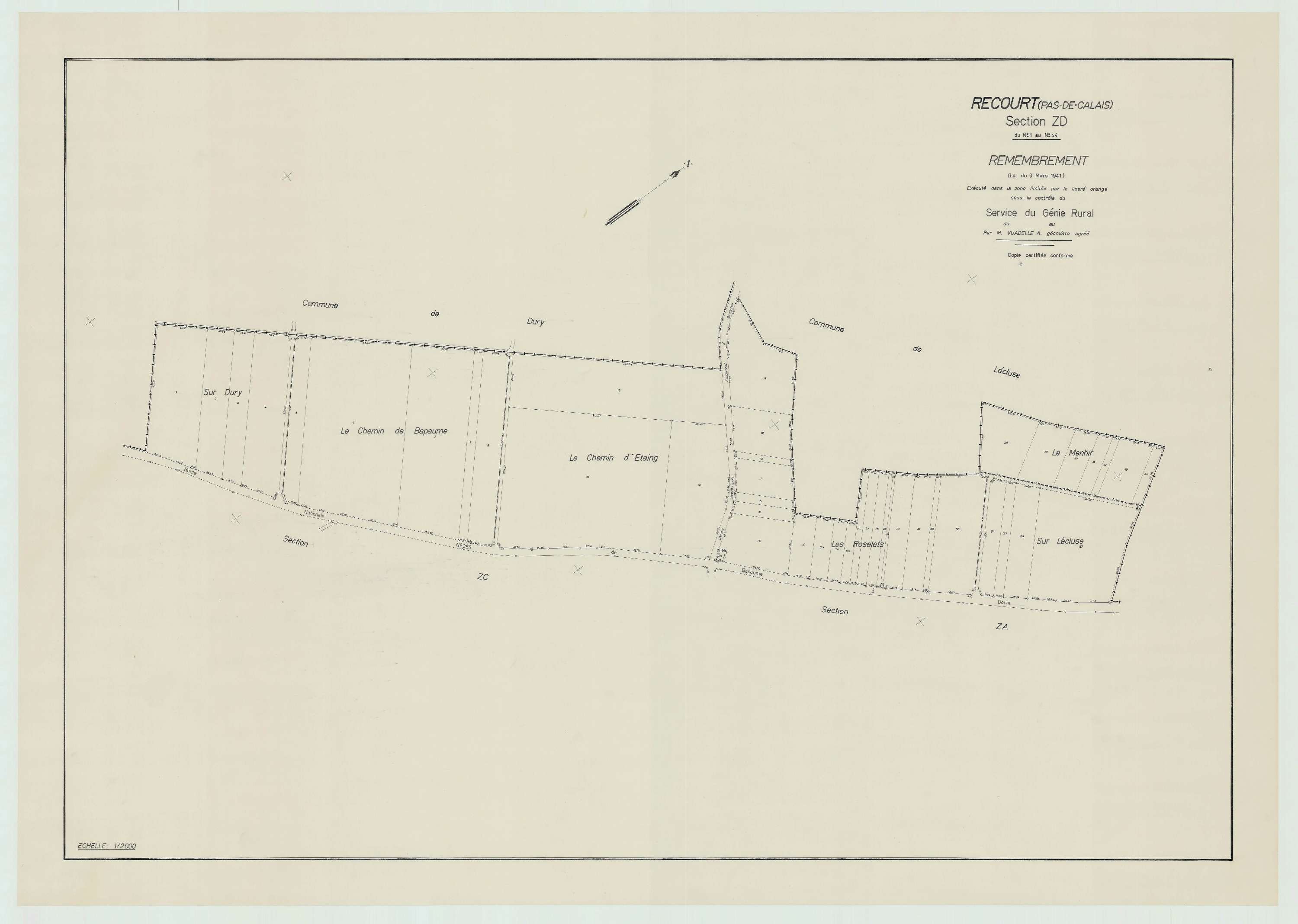 Récourt - Plan de remembrement : section ZD.