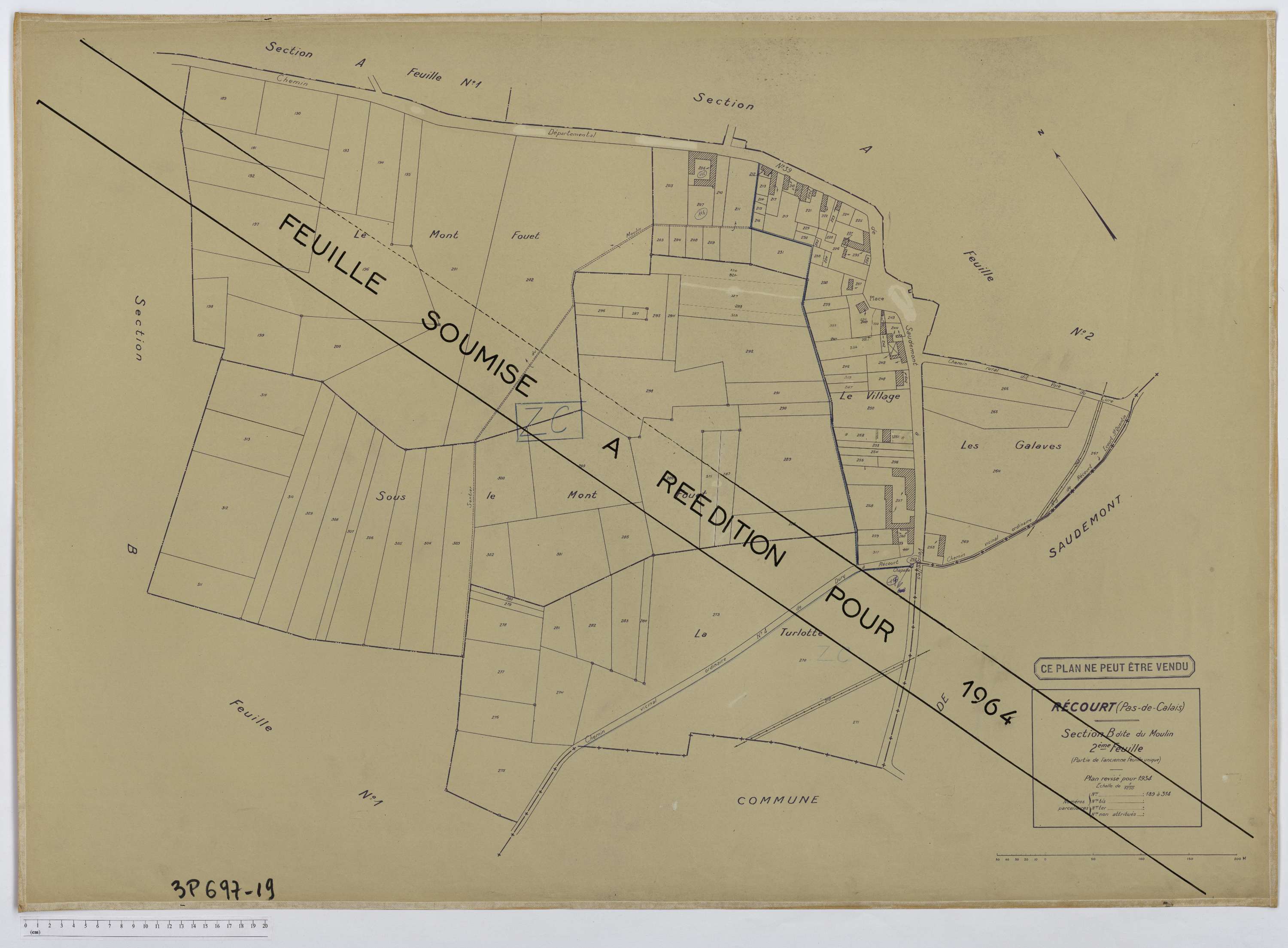 Récourt - Section B, feuille 2.