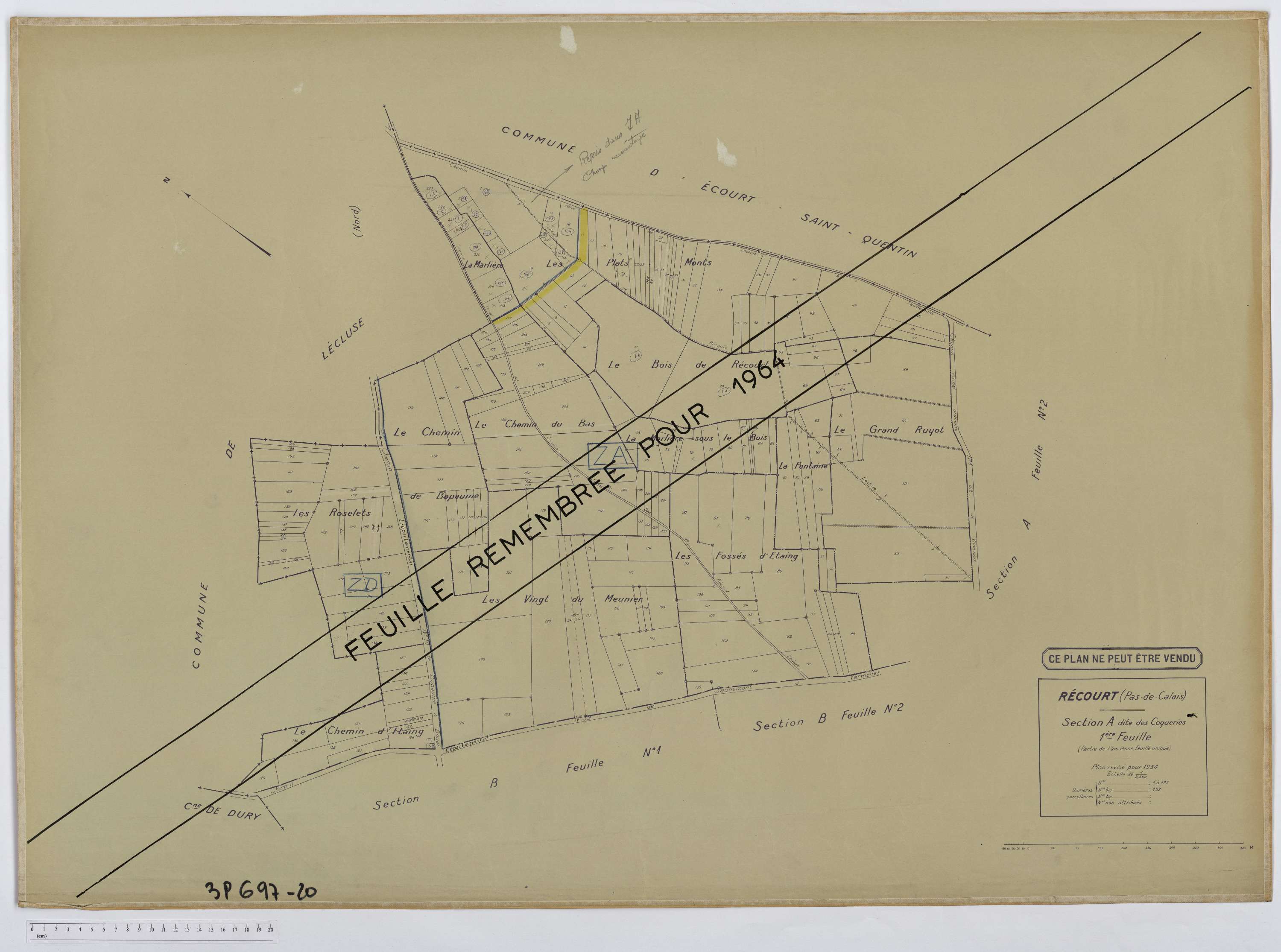 Récourt - Section A, feuille 1.