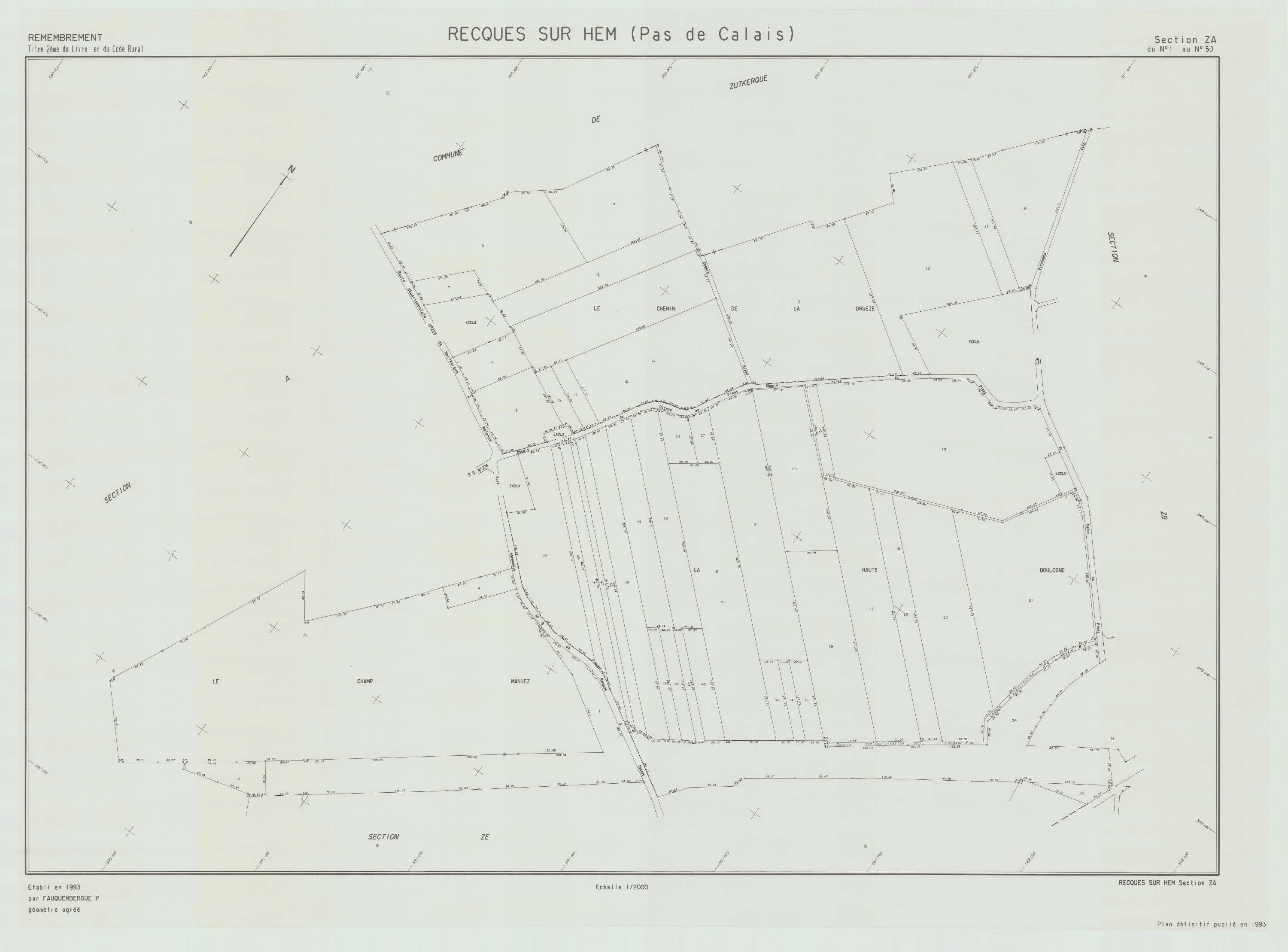 Recques-sur-Hem - Plan de remembrement : section ZA.