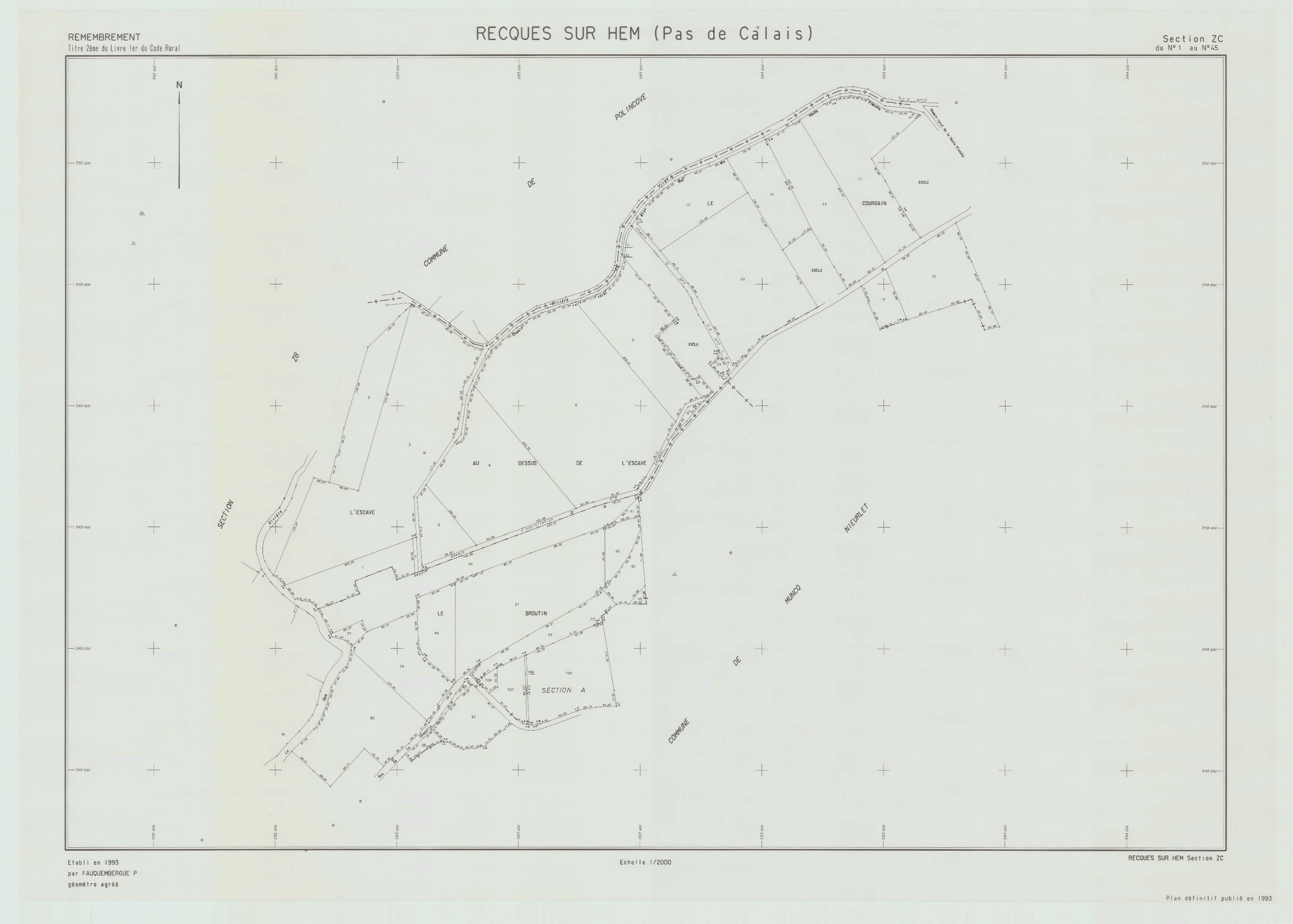 Recques-sur-Hem - Plan de remembrement : section ZC.