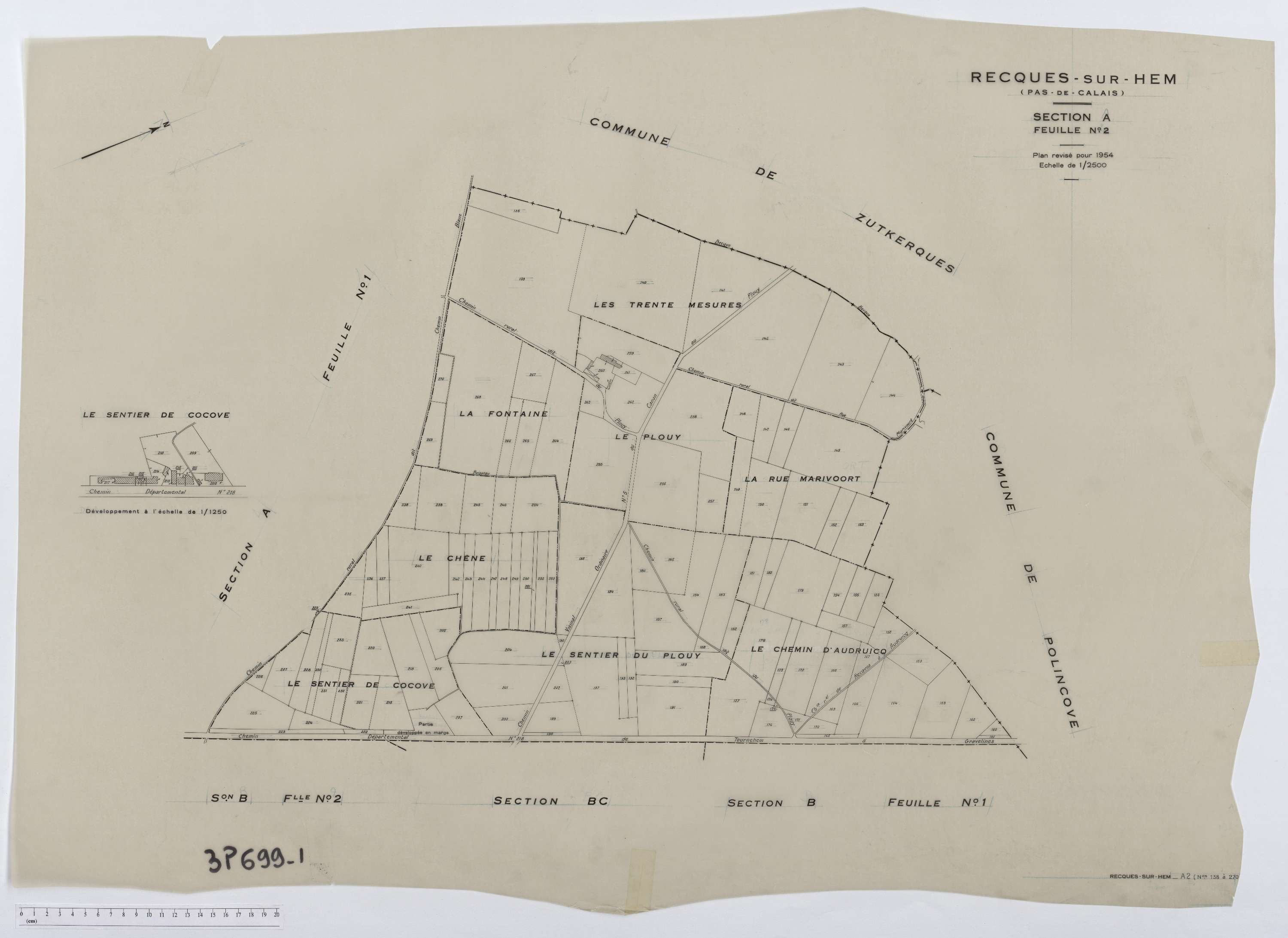 Recques-sur-Hem - Section A, feuille 2.