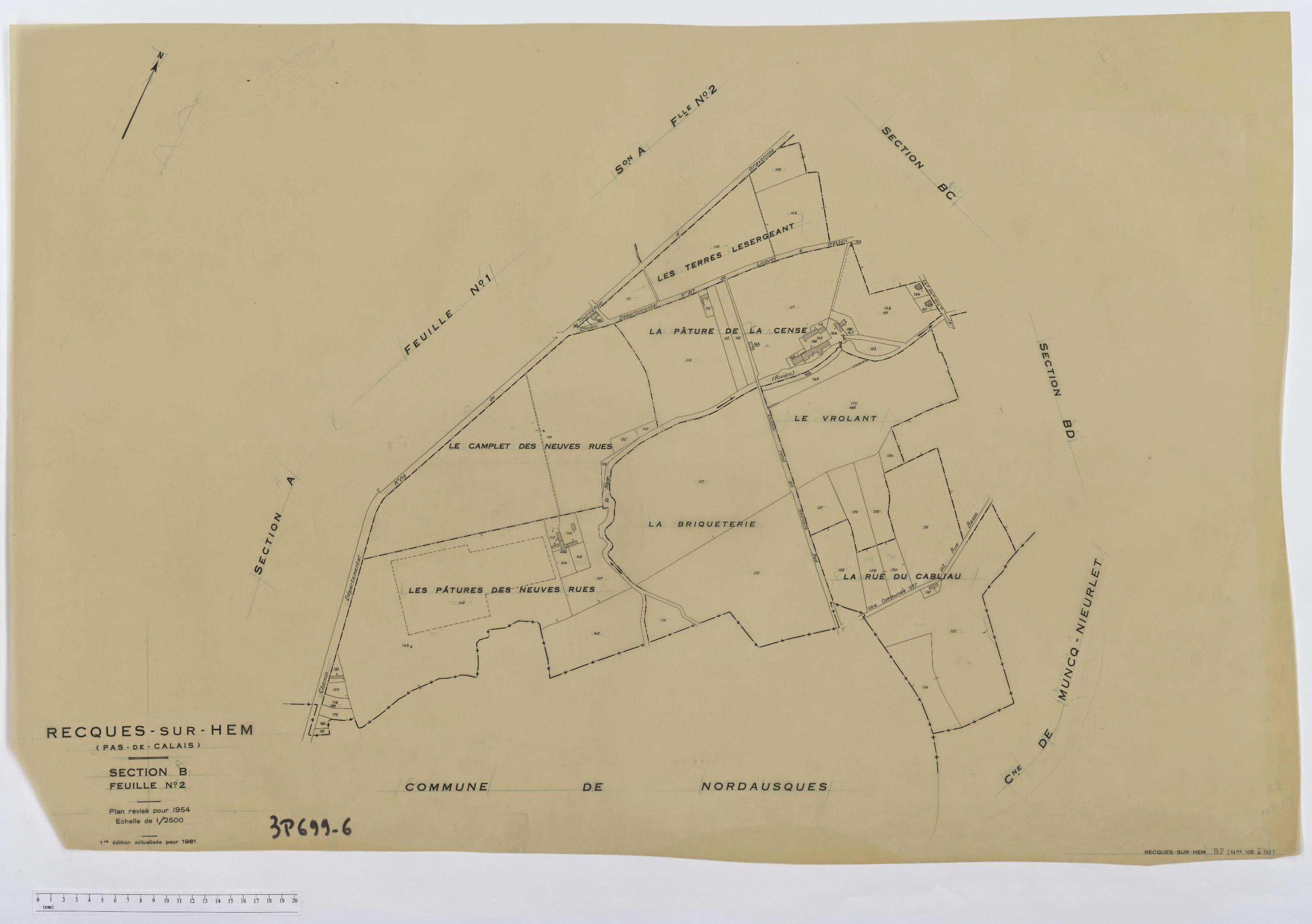 Recques-sur-Hem - Section B, feuille 2.