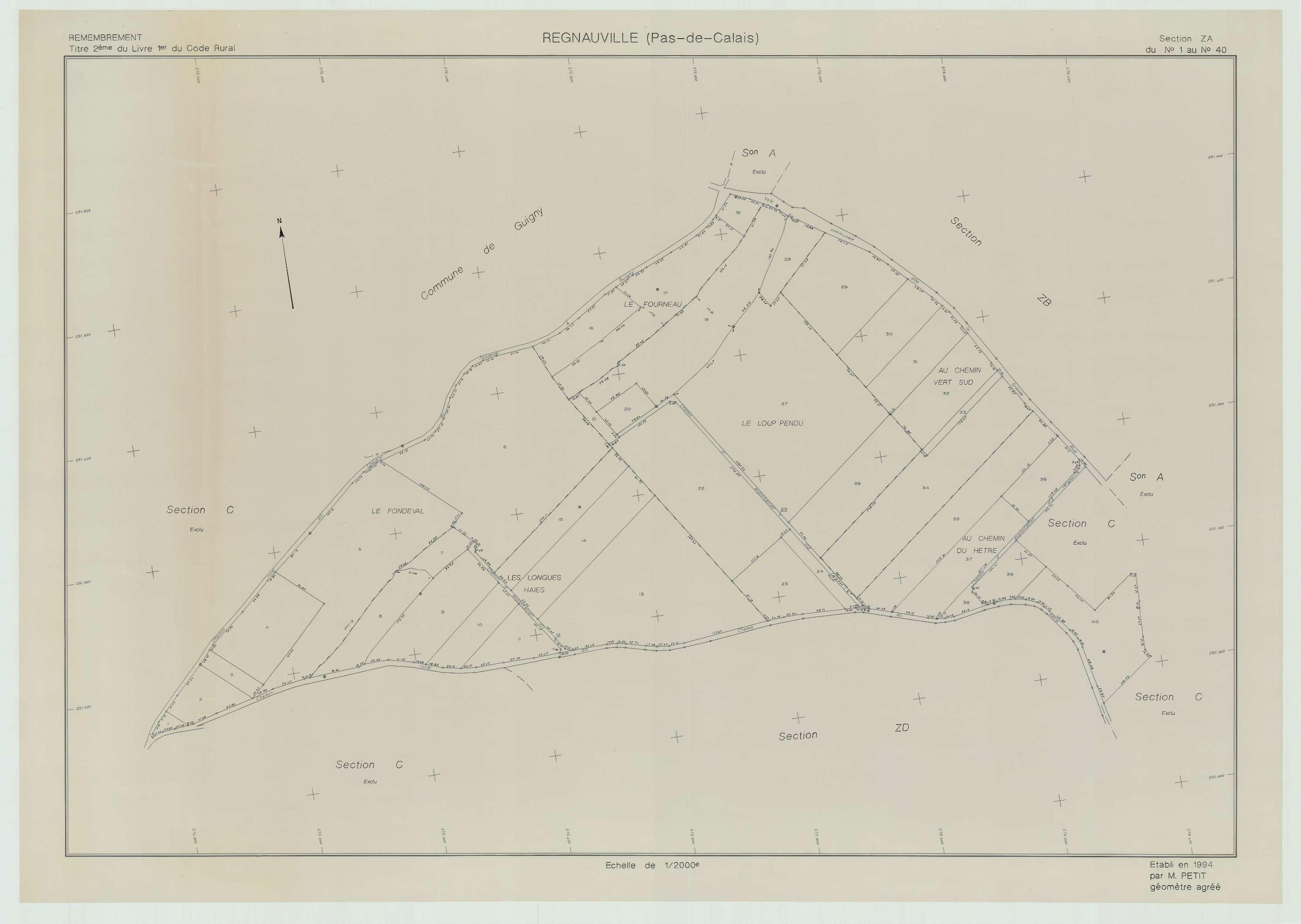 Regnauville - Plan de remembrement : section ZA.