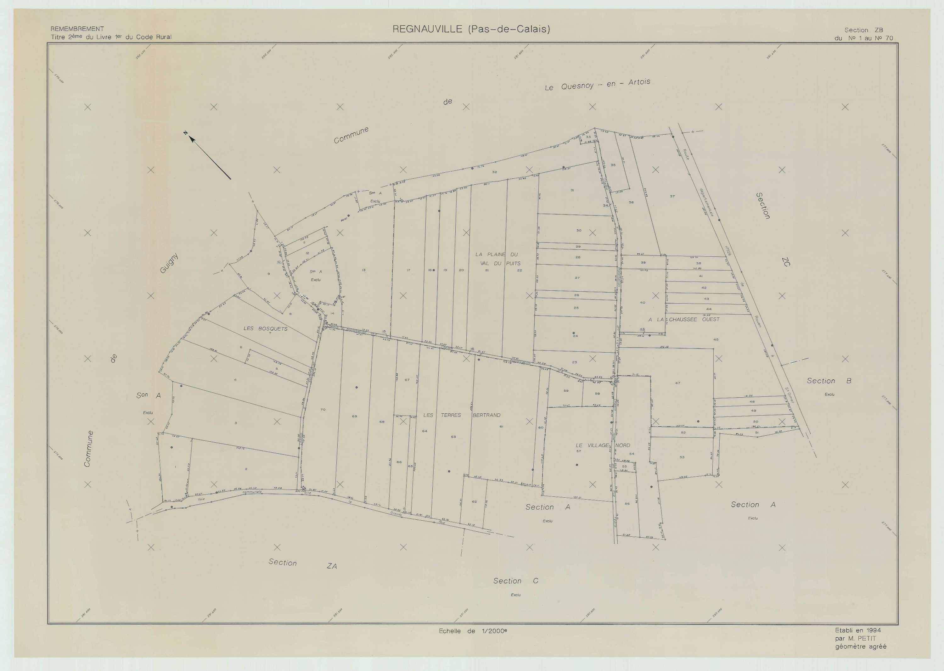 Regnauville - Plan de remembrement : section ZB.