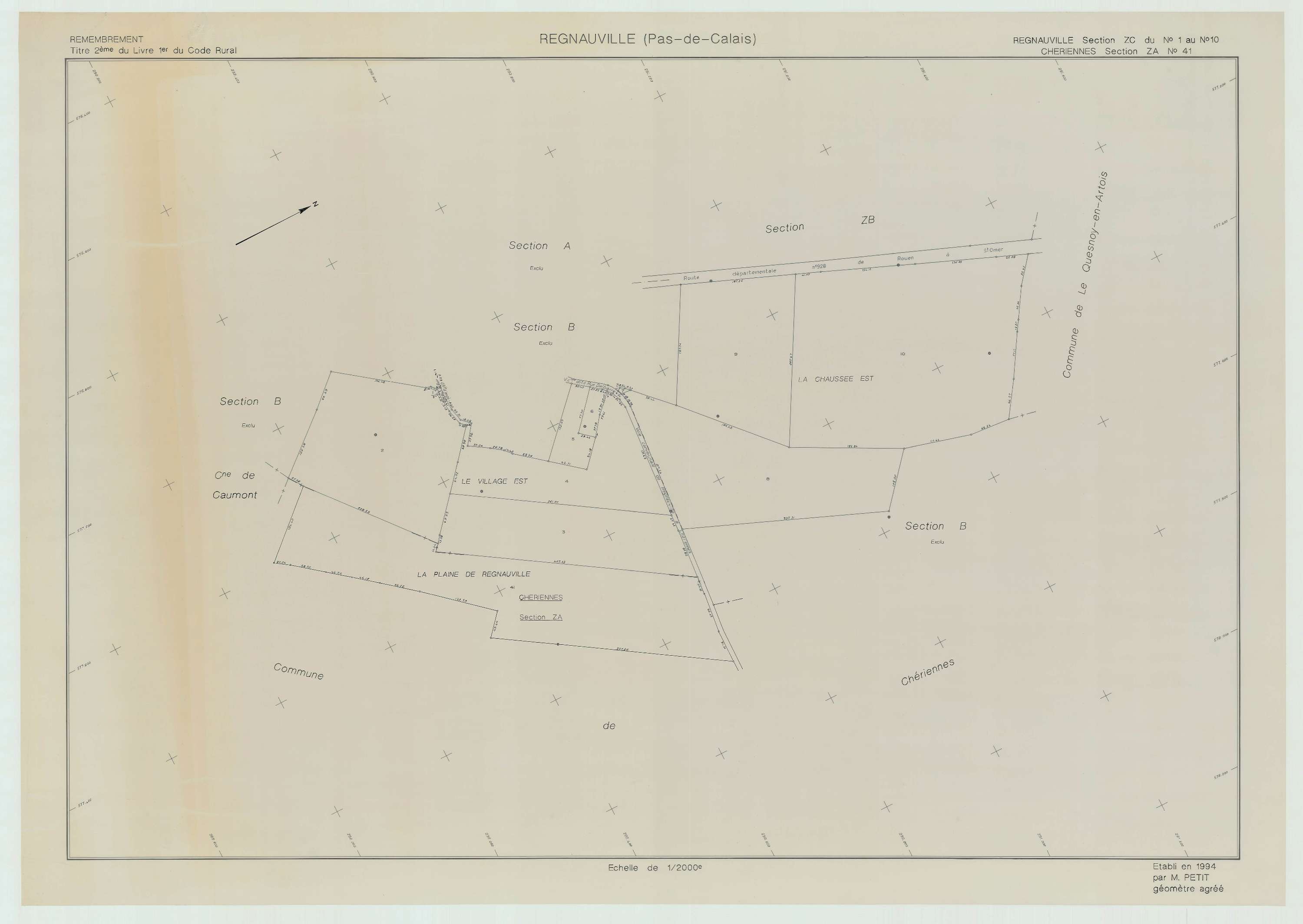 Regnauville - Plan de remembrement : section ZC.