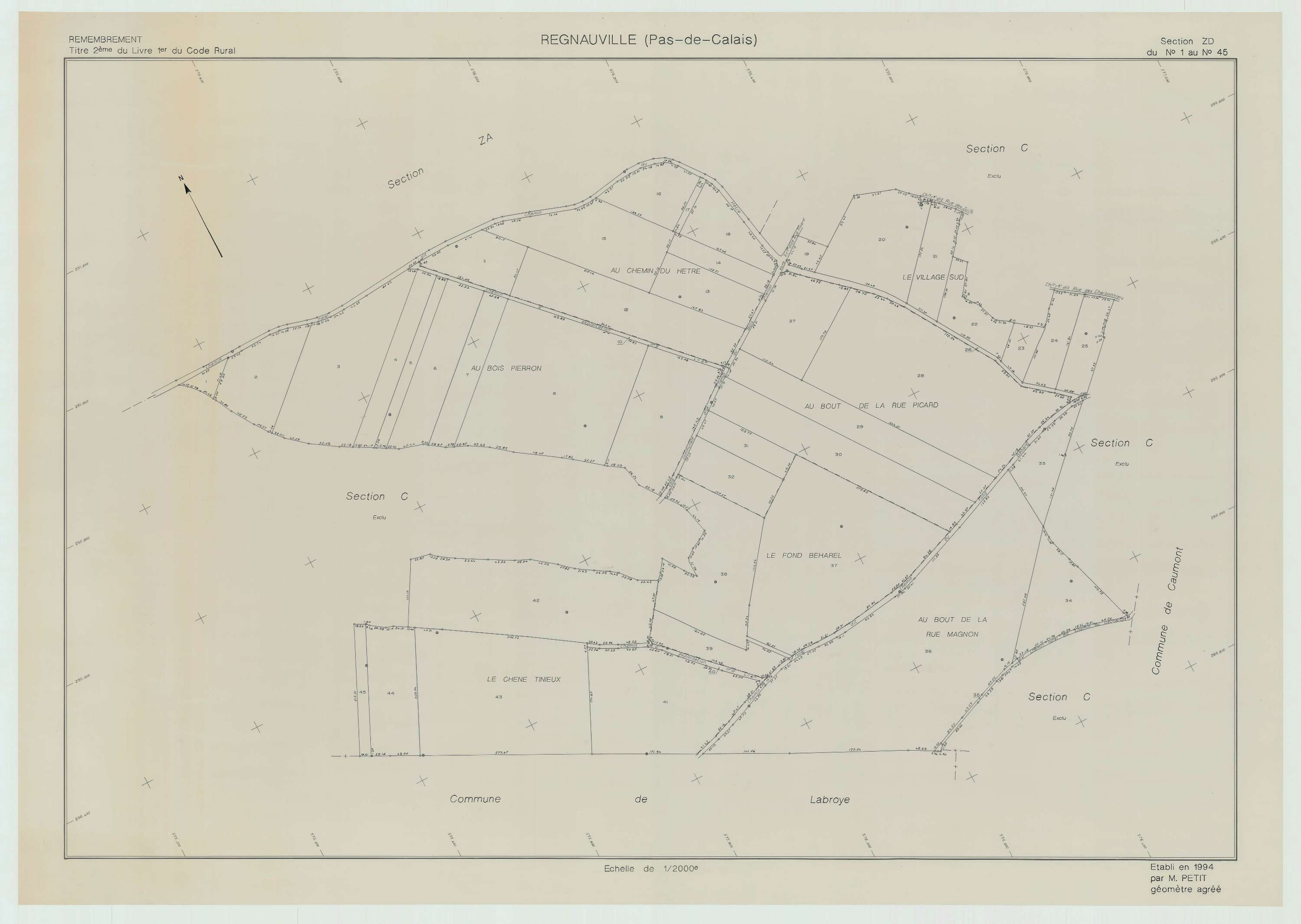 Regnauville - Plan de remembrement : section ZD.