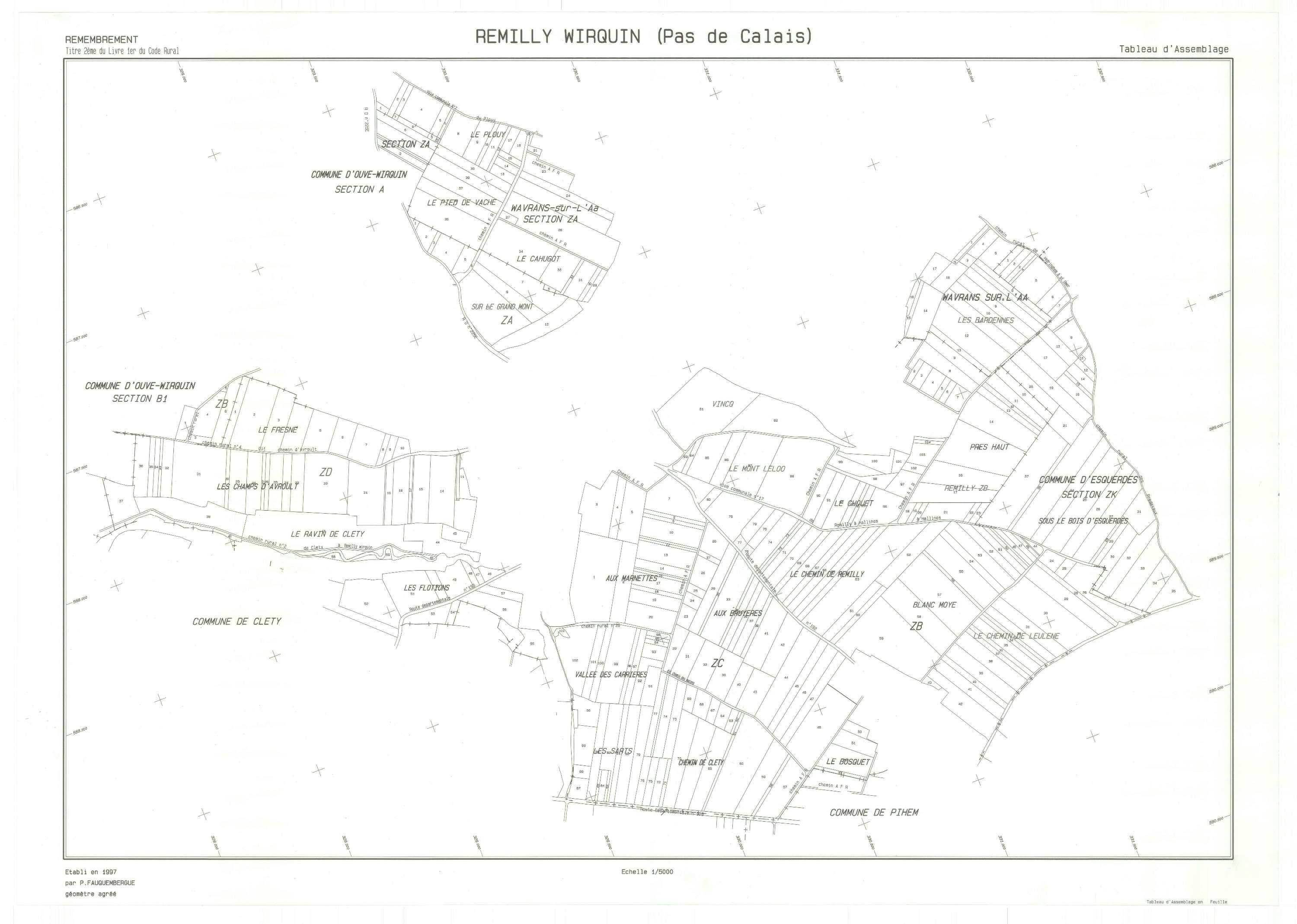 Remilly-Wirquin - Plan cadastral : tableau d'assemblage postérieur au remembrement.