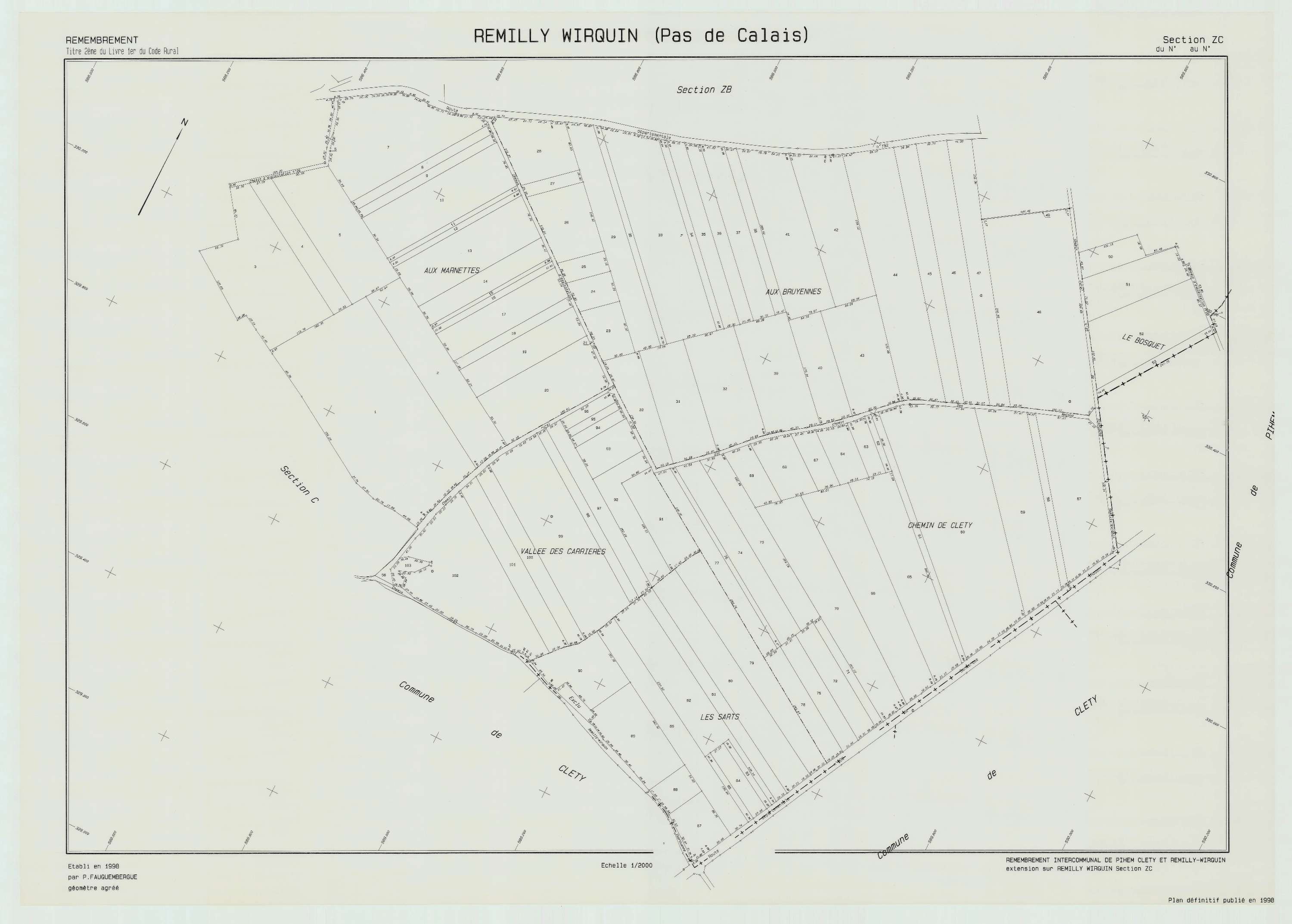 Remilly-Wirquin - Plan de remembrement : section ZC.