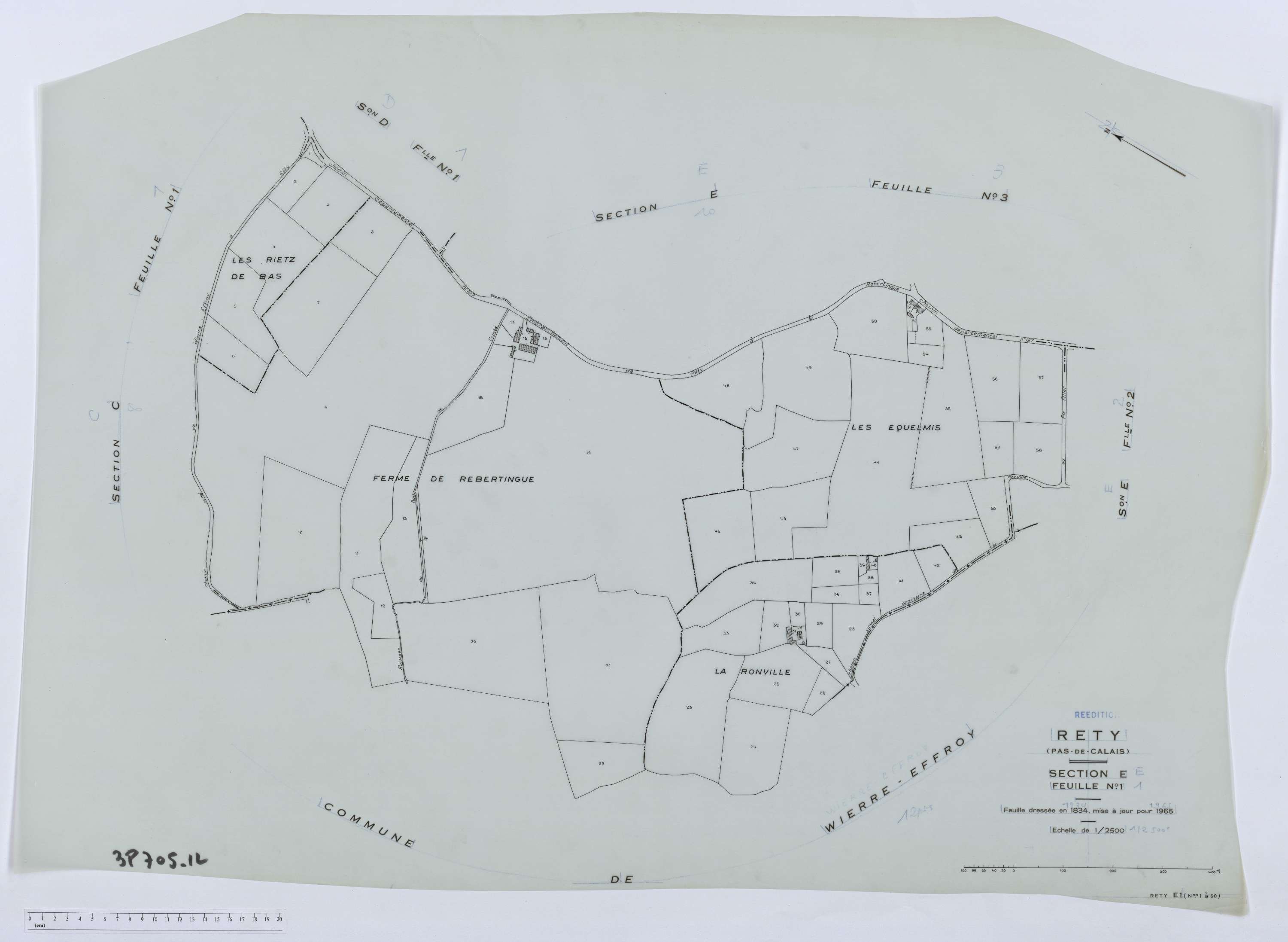 Rety - Section E, feuille 1.