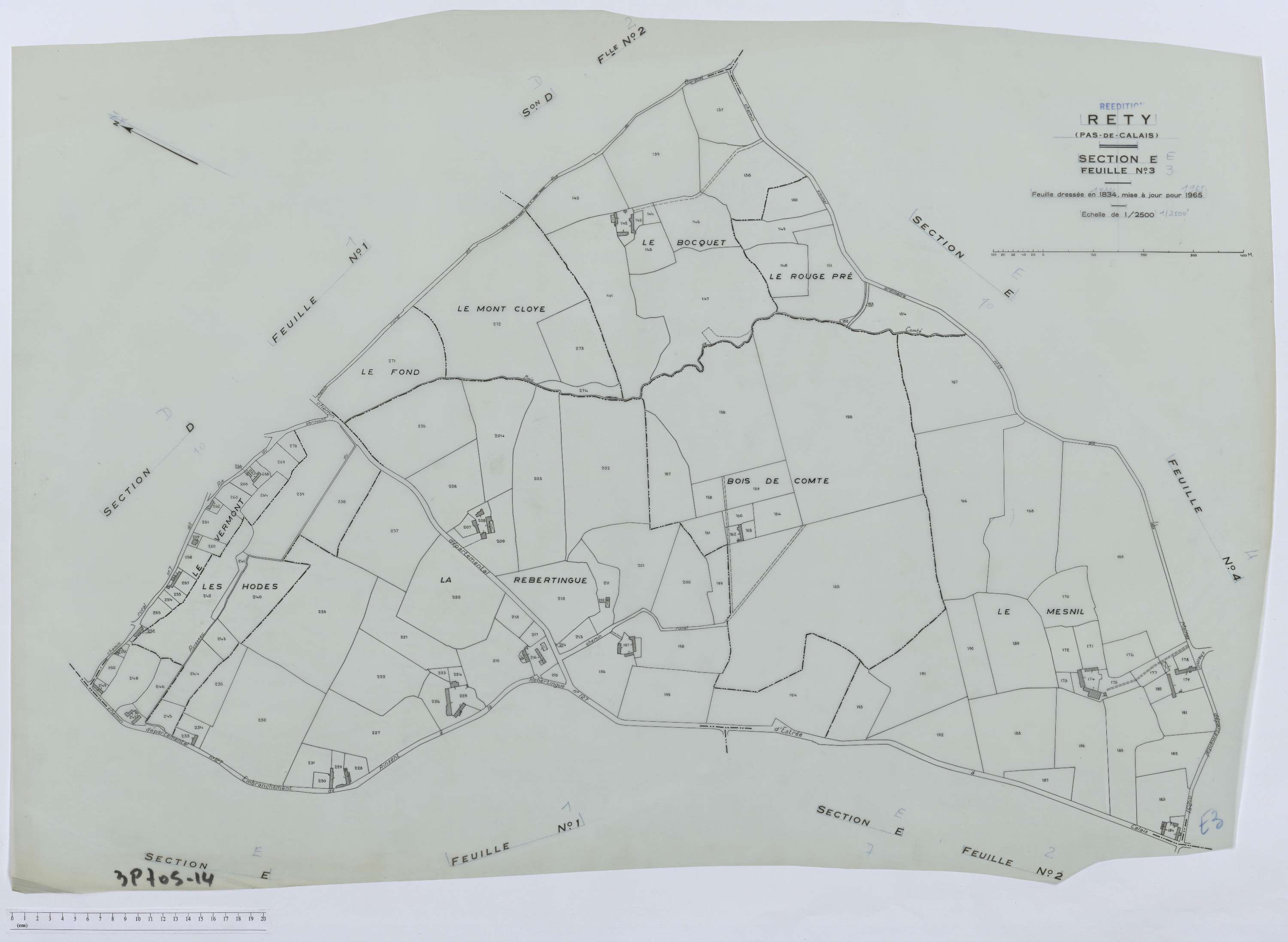 Rety - Section E, feuille 3.