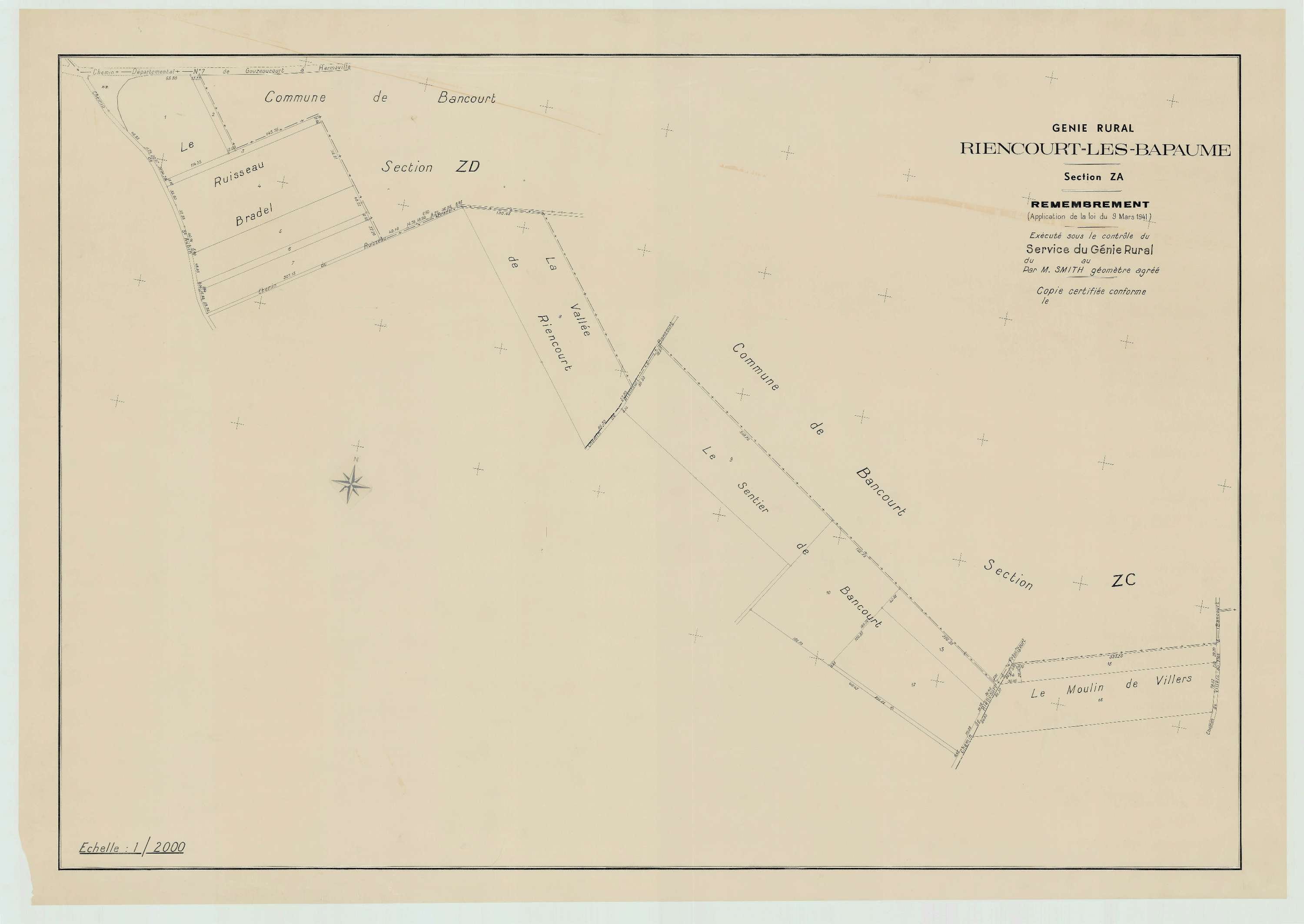 Riencourt-lès-Bapaume - Plan de remembrement : section ZA.