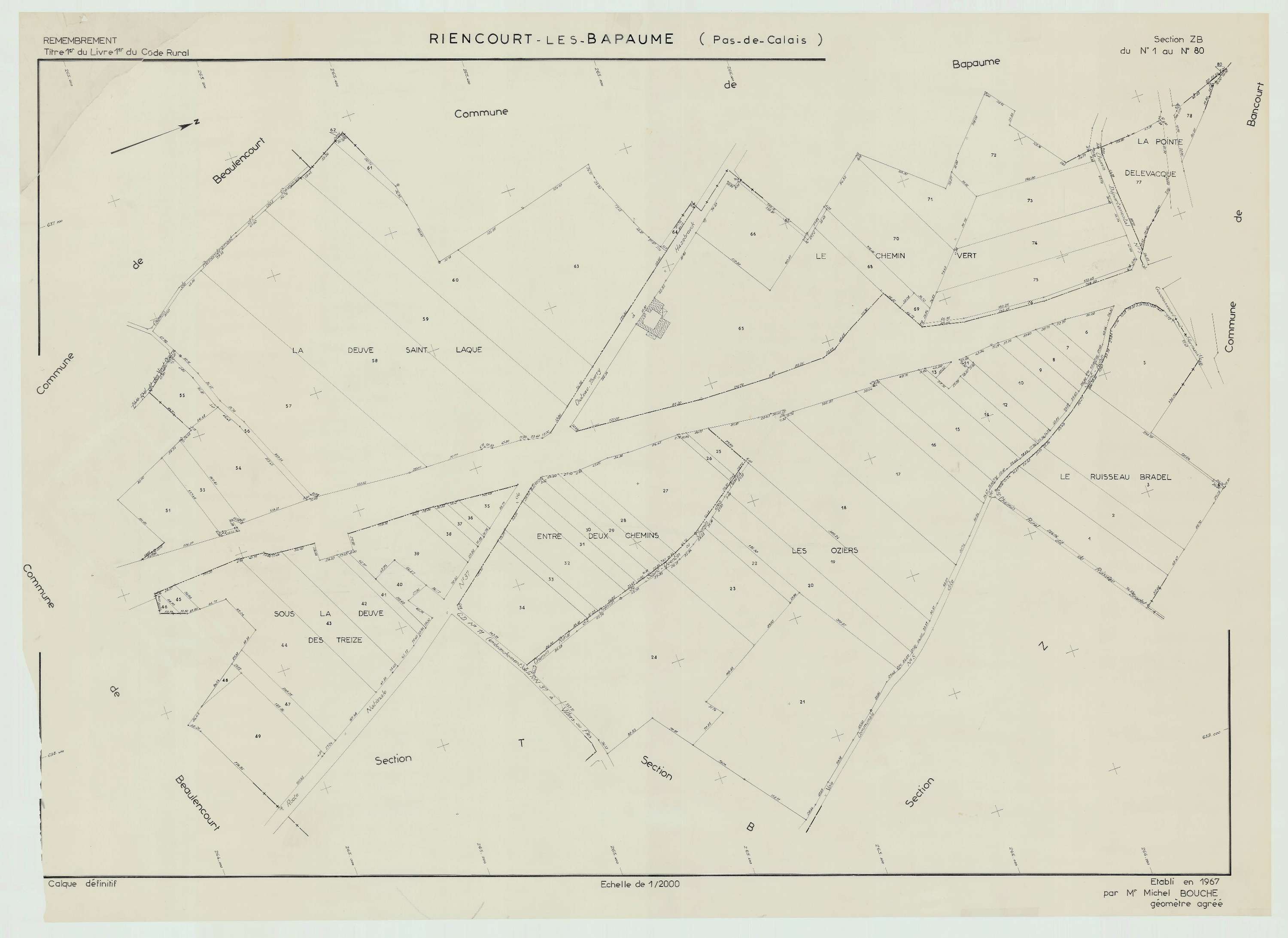 Riencourt-lès-Bapaume - Plan de remembrement : section ZB.
