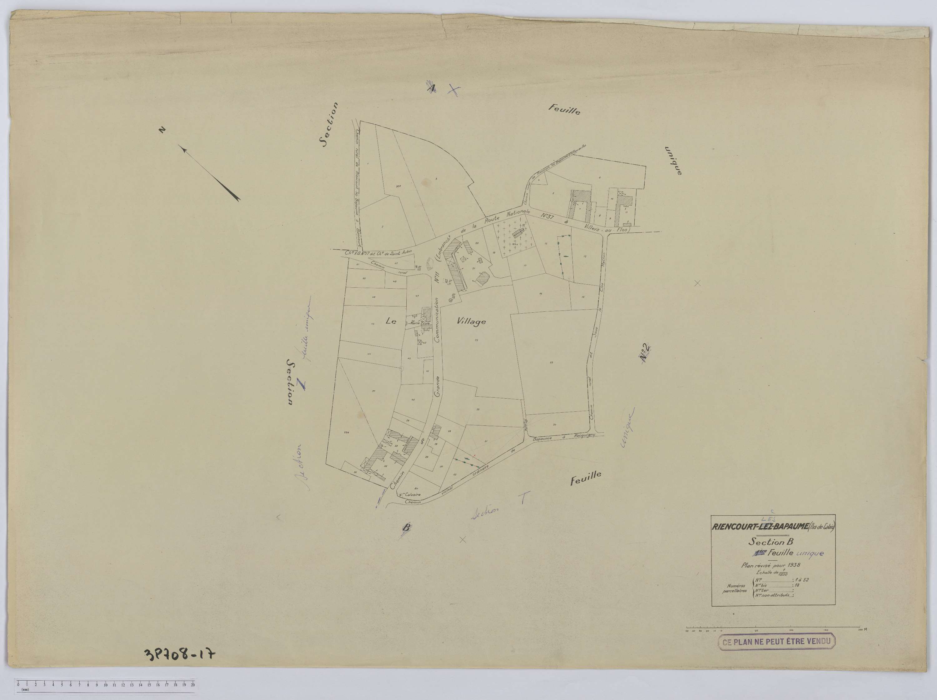Riencourt-lès-Bapaume - Section B, feuille 1.