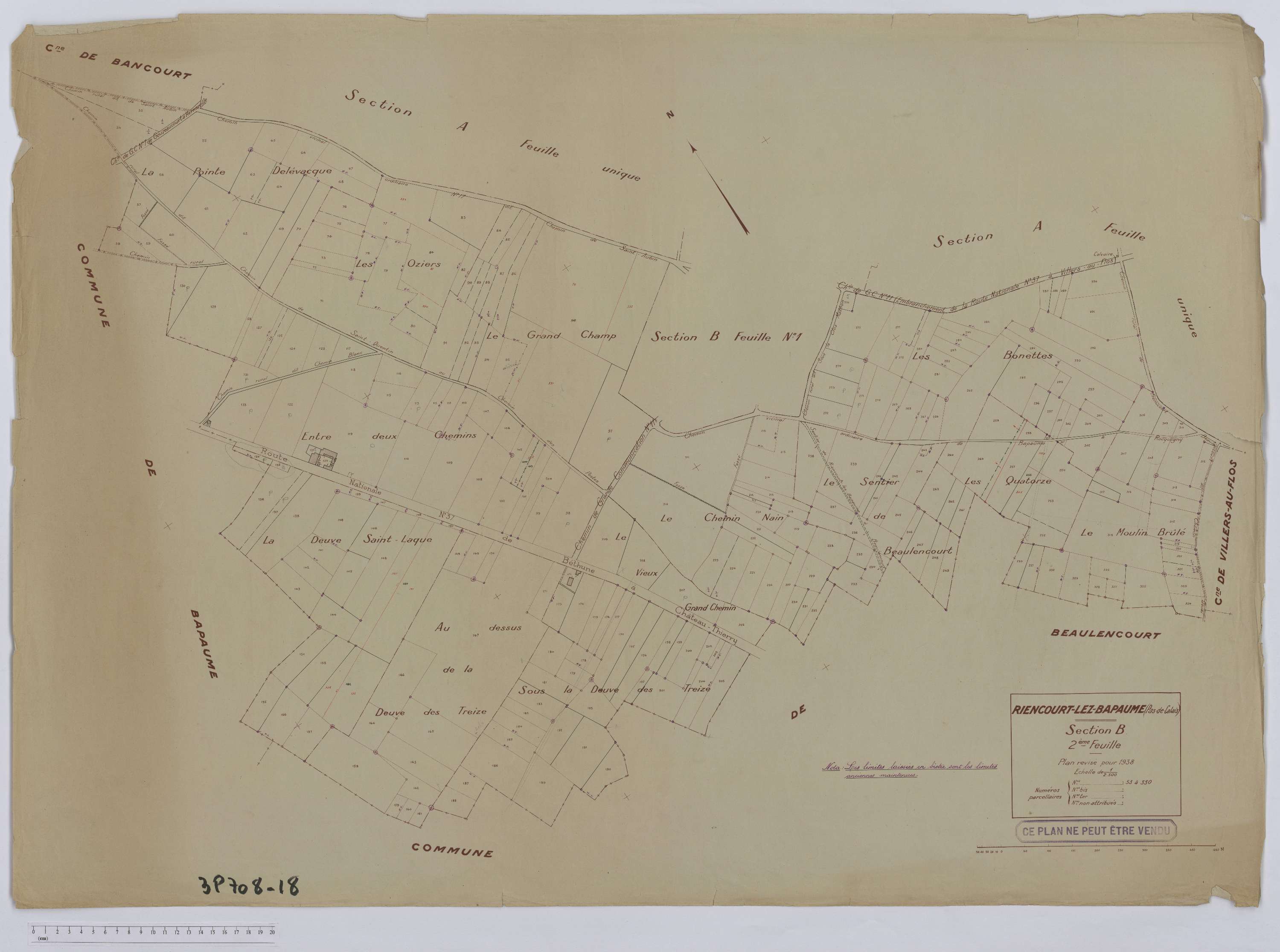 Riencourt-lès-Bapaume - Section B, feuille 2.